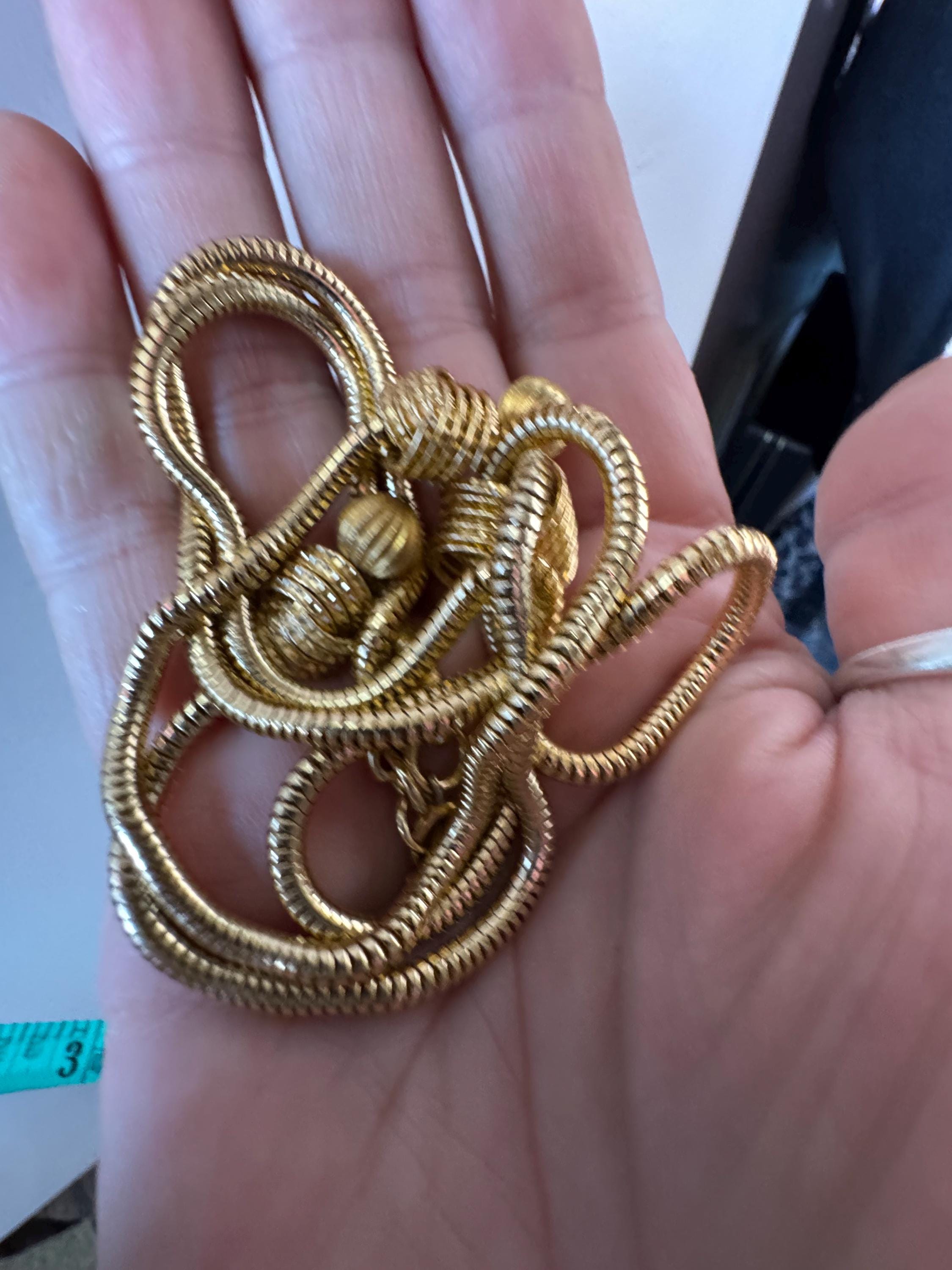 Vintage mesh knot bolo slider necklace 70s, 1970s gold tone