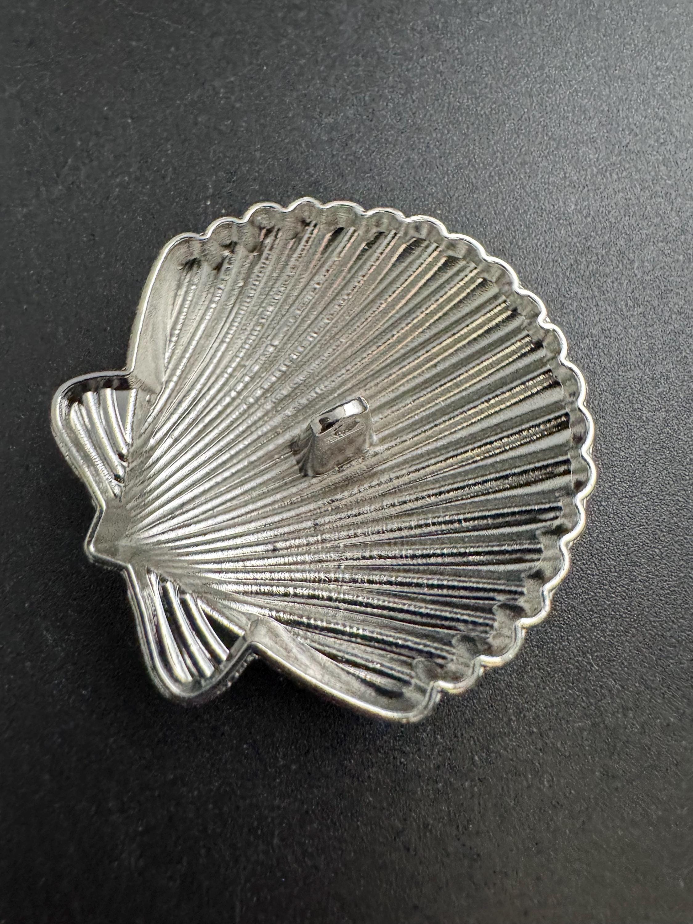 1 piece 4cm large silver seashell button 40mm,  nautical range