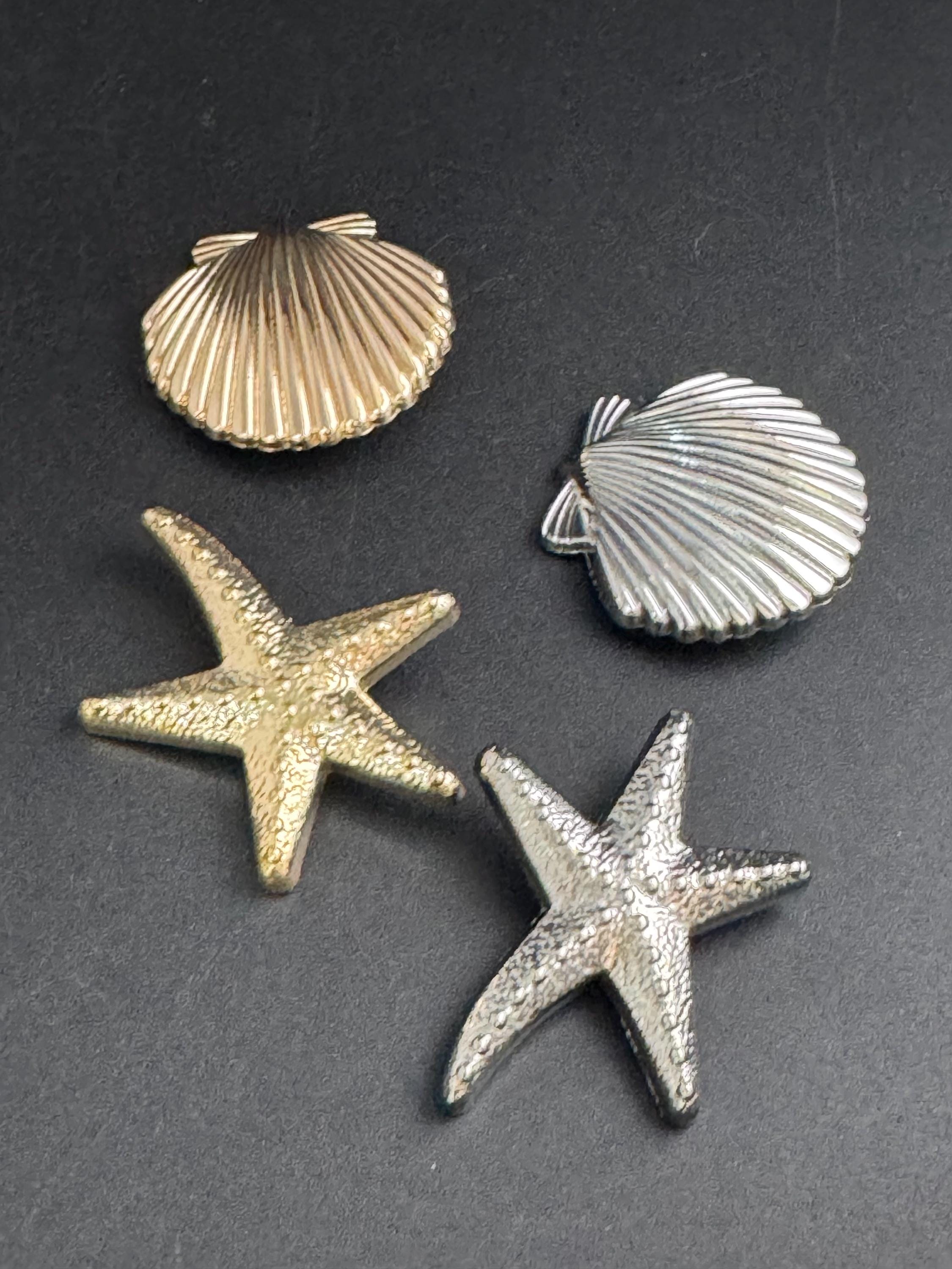 large gold seashell button 40mm, nautical range, 1 piece 4cm