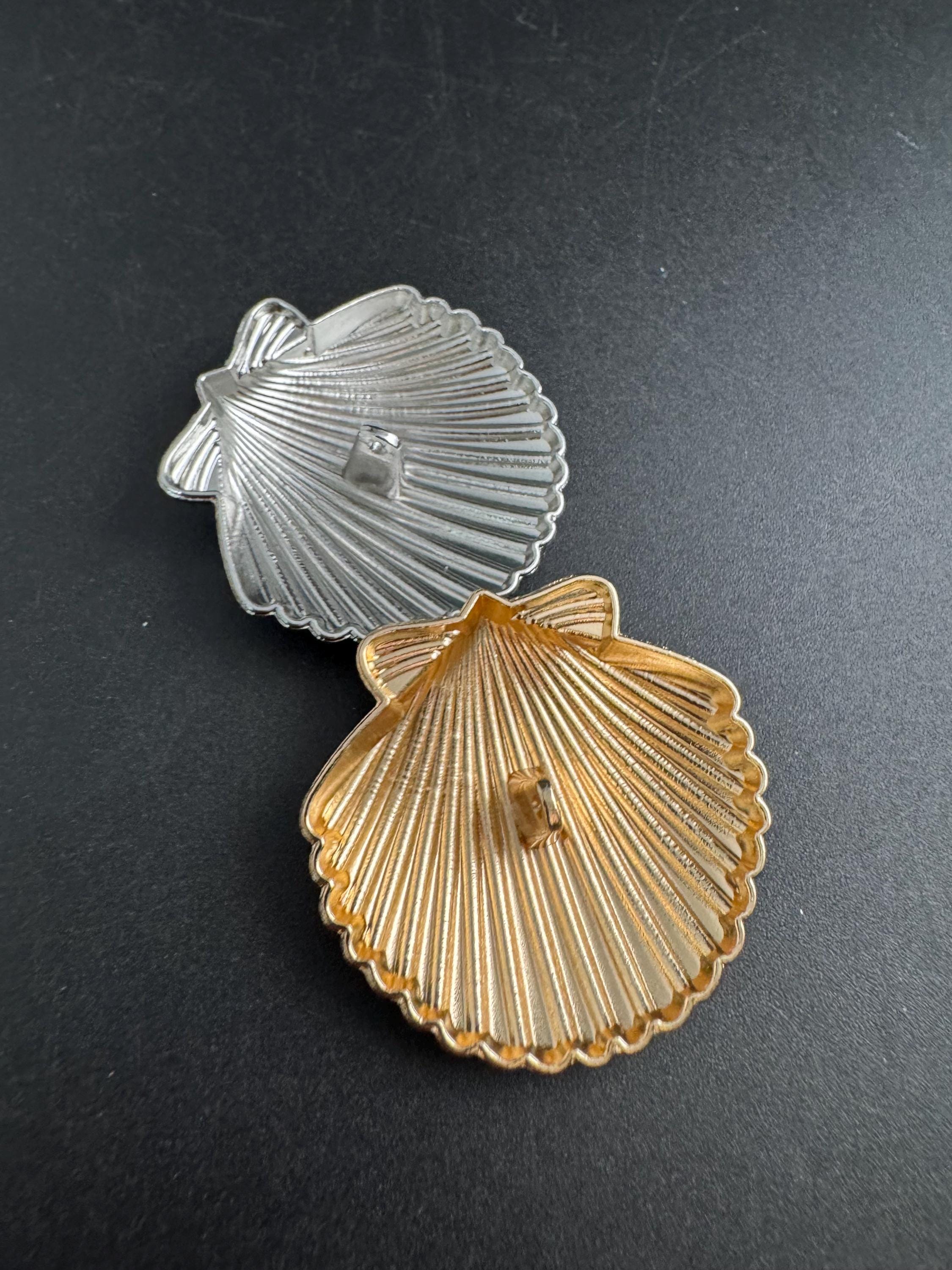 large gold seashell button 40mm, nautical range, 1 piece 4cm