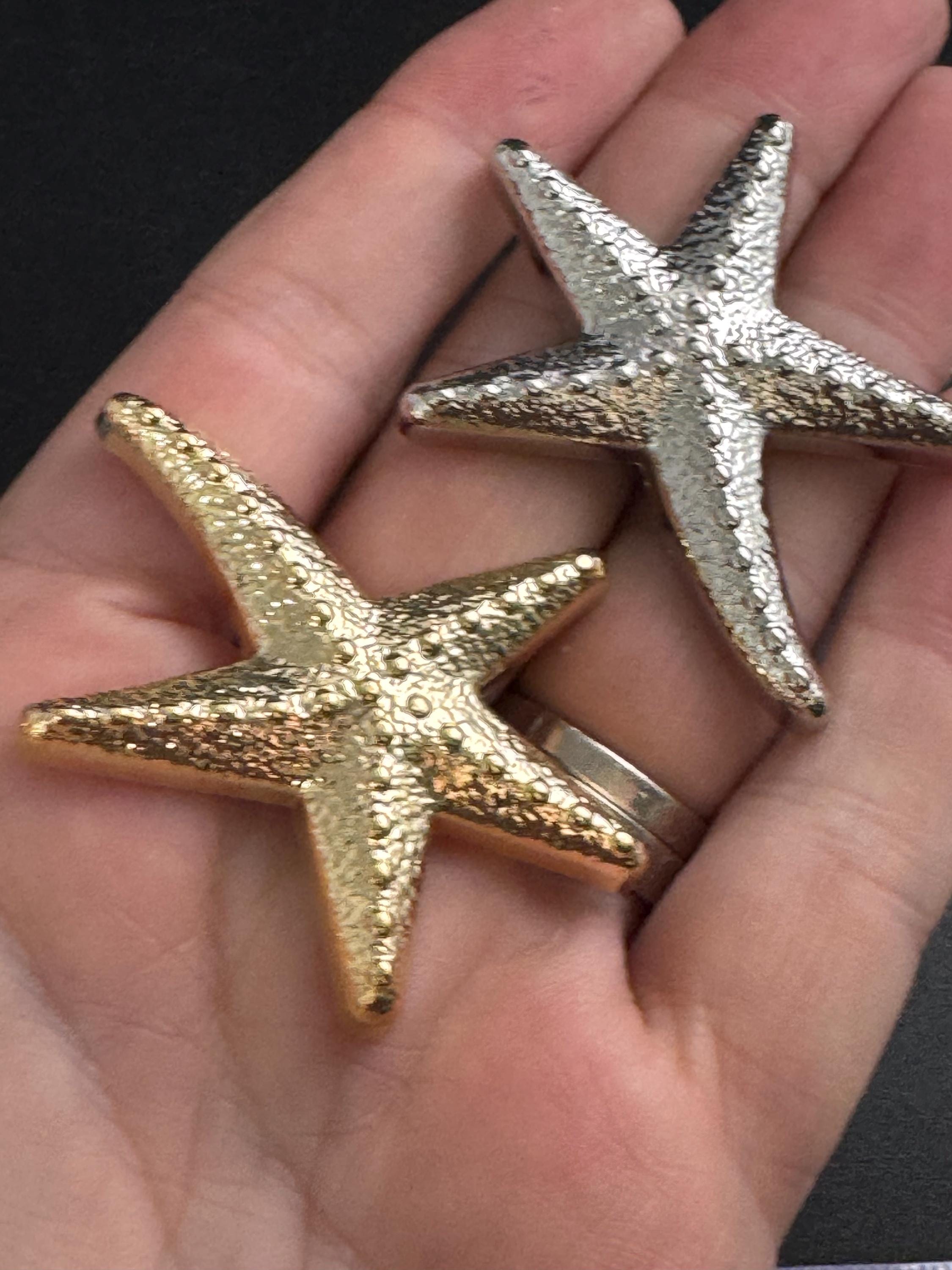 large gold starfish button, 4cm 1 piece 40mm nautical range