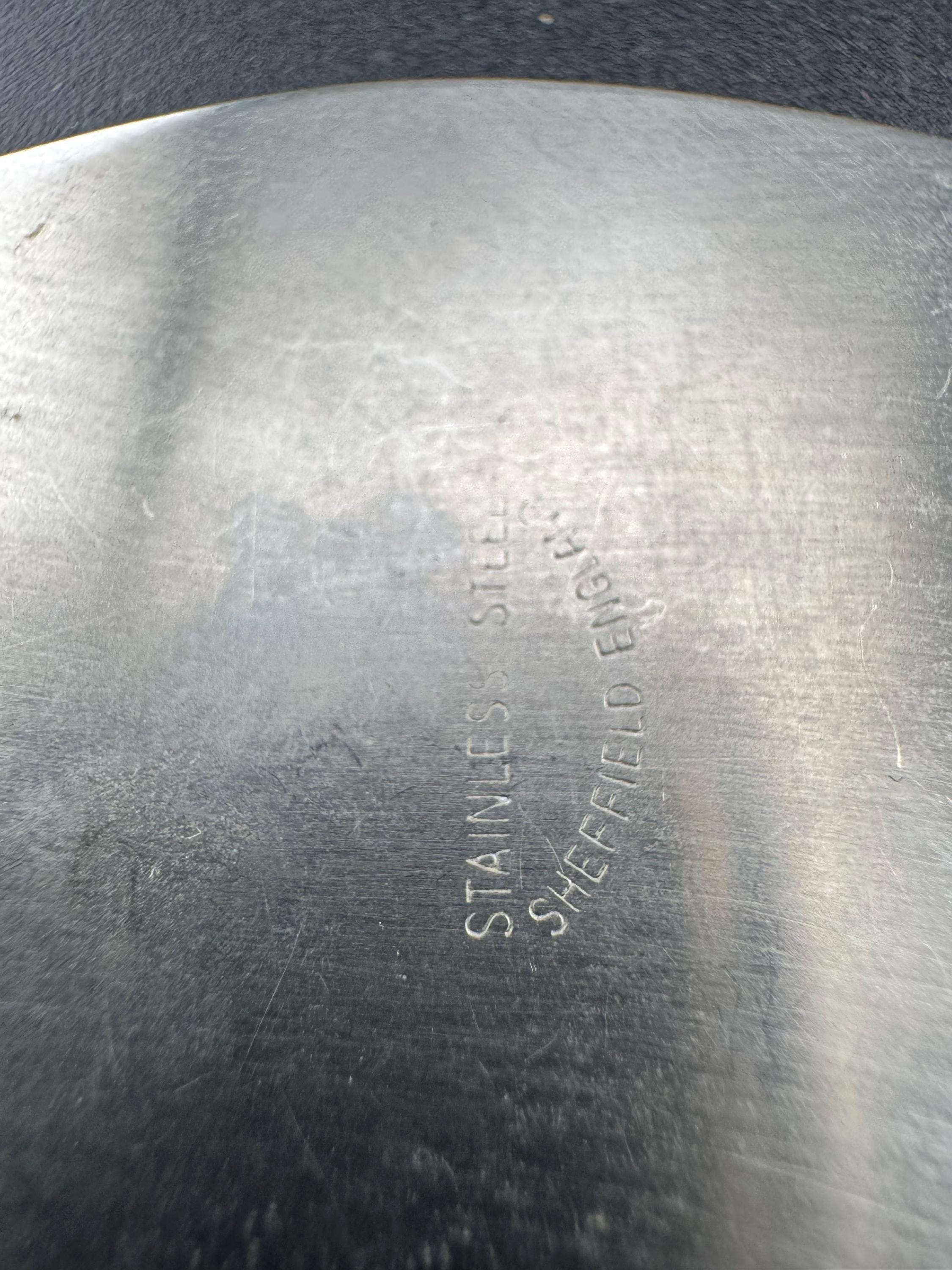 Signed Sheffield stainless brown enamel pendant necklace, Vintage 1970s