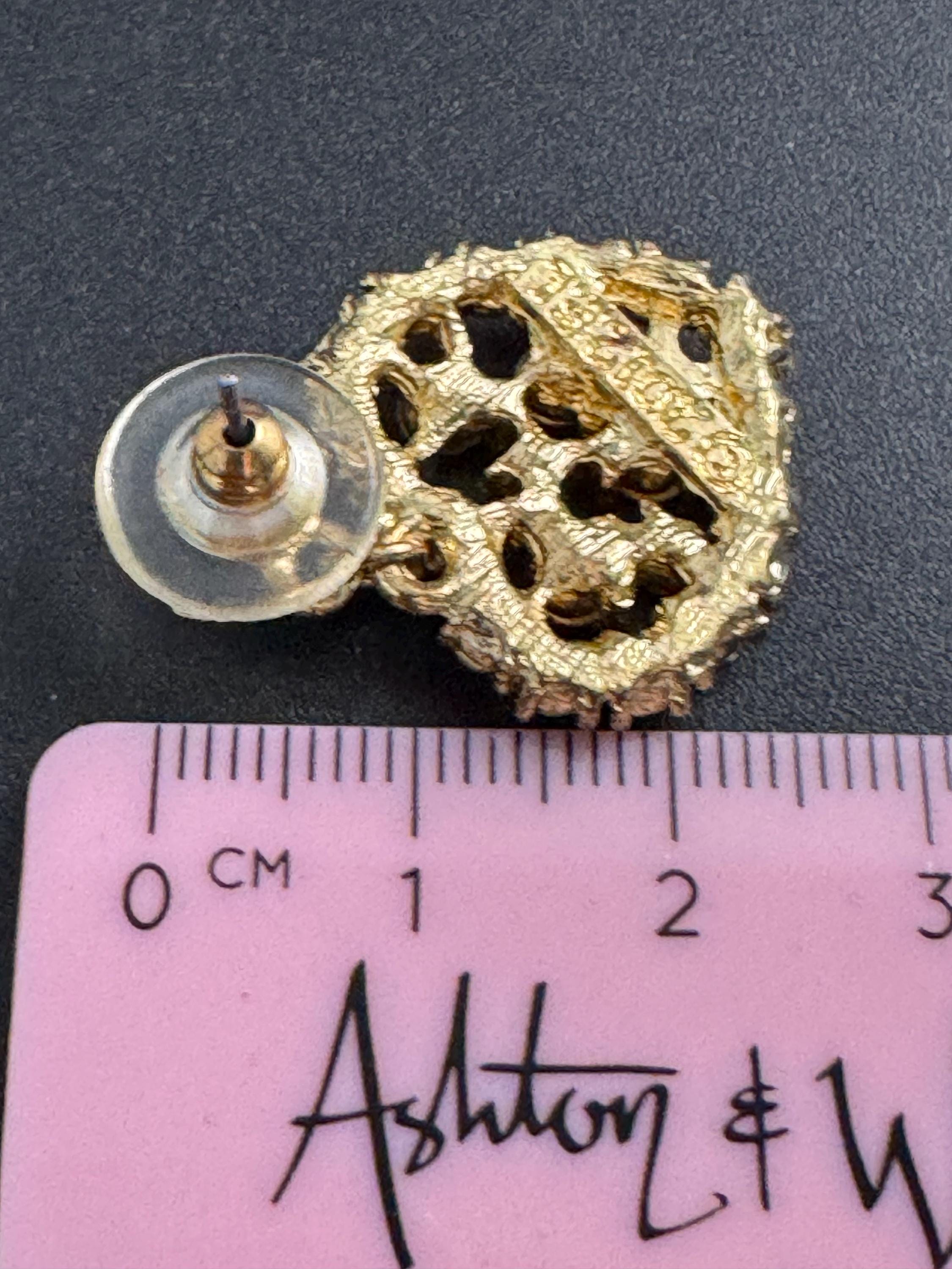 Retro Ruby red diamanté love heart drop earrings, signed pierced