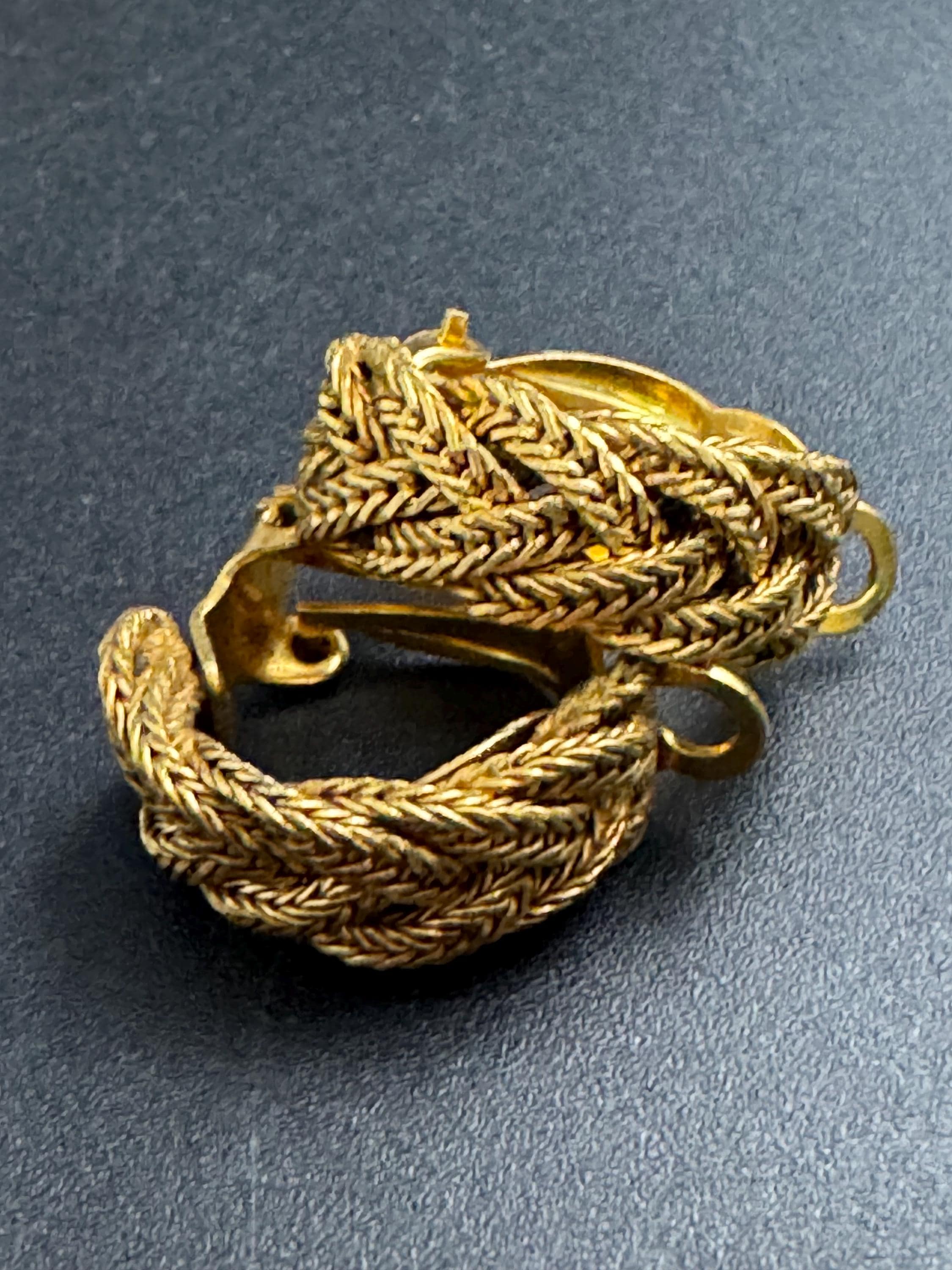 Designer Pierre lorion Sylvia Karels gold mesh hoop earrings,