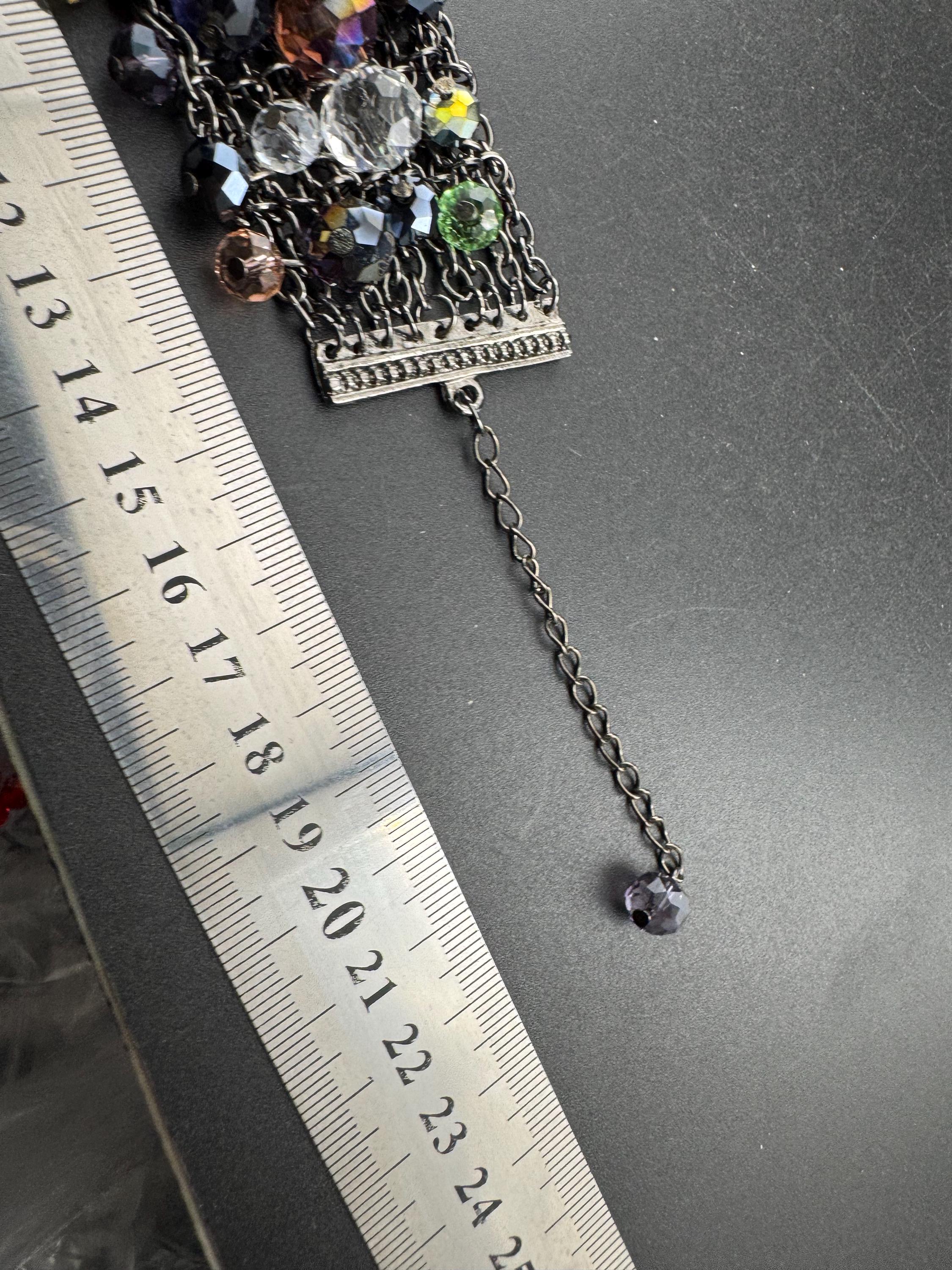 Faceted Crystal ball Beaded mesh Bracelet: dark grey tone coloured beads