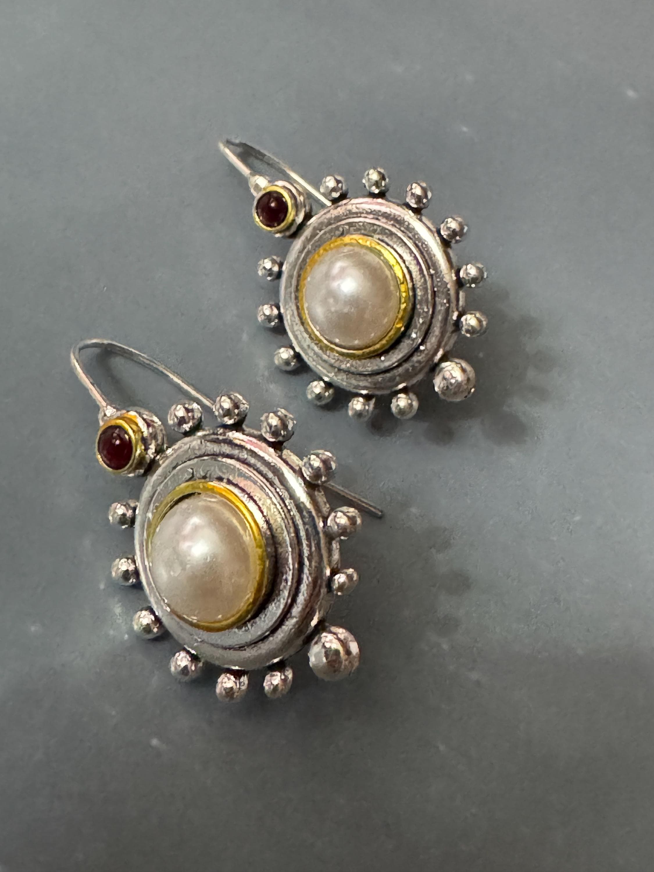 Private listing J Matthew  silver tone faux pearl long drop earrings pierced