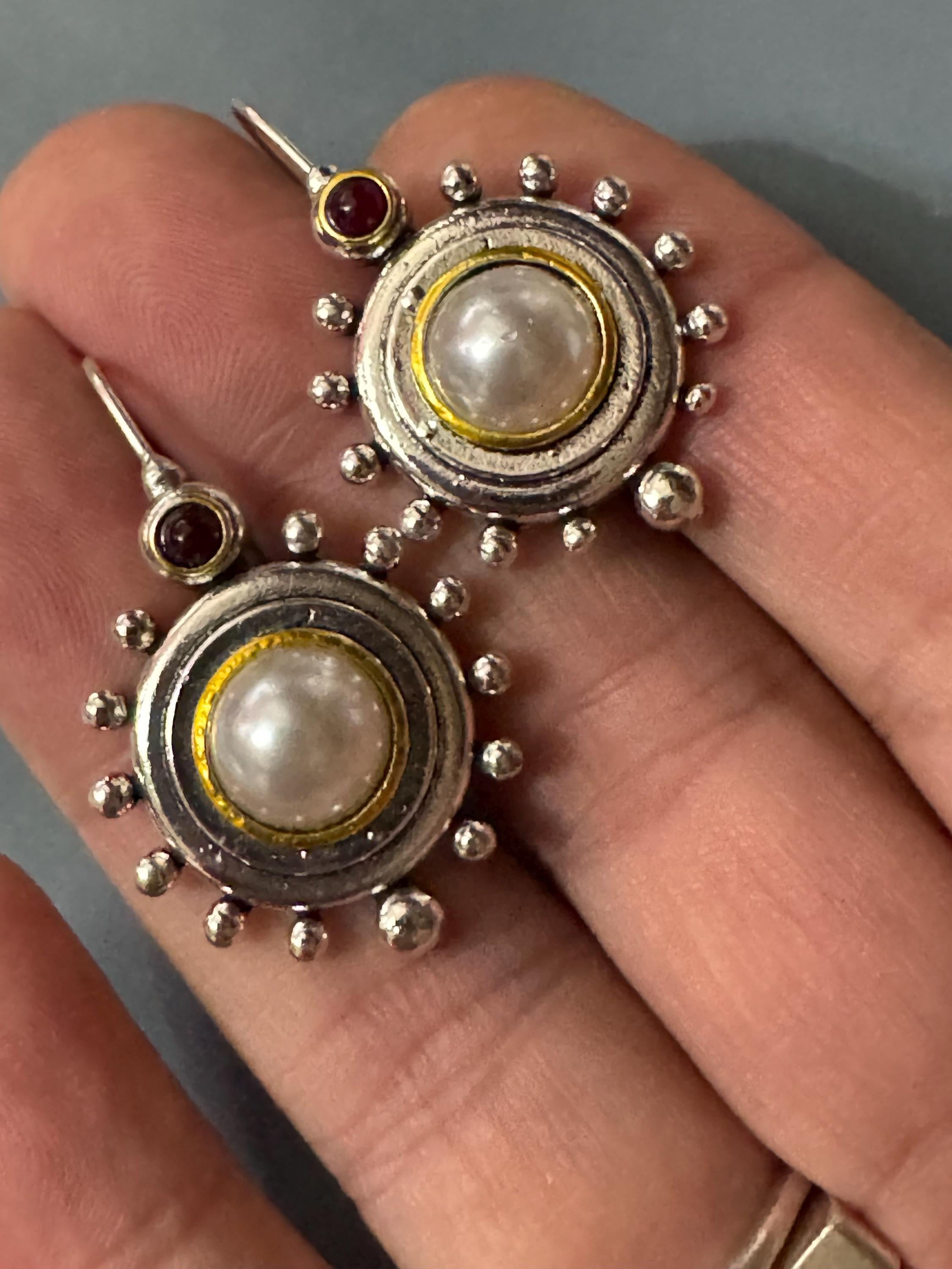 Private listing J Matthew  silver tone faux pearl long drop earrings pierced