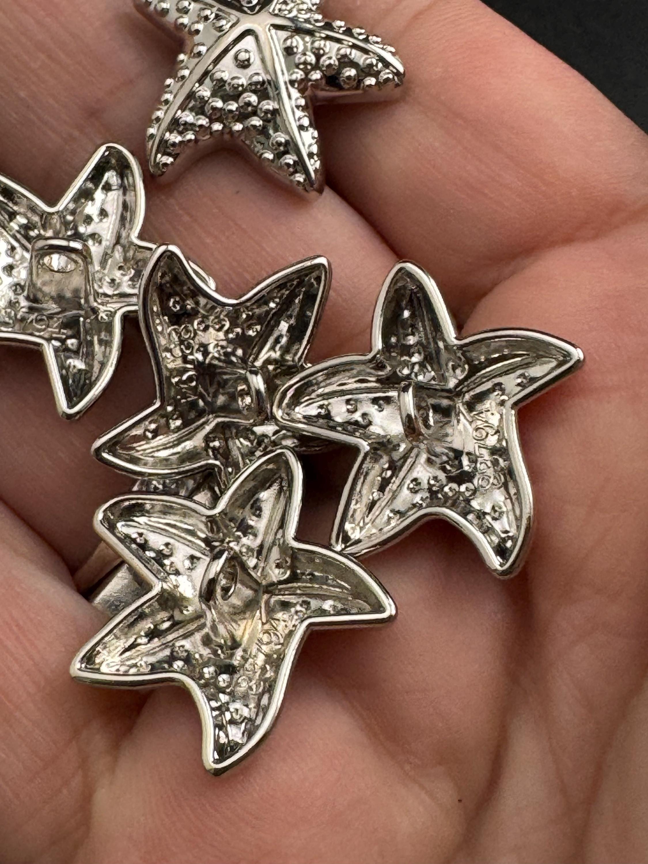 Pack 5 23mm silver starfish buttons, metal shank nautical
