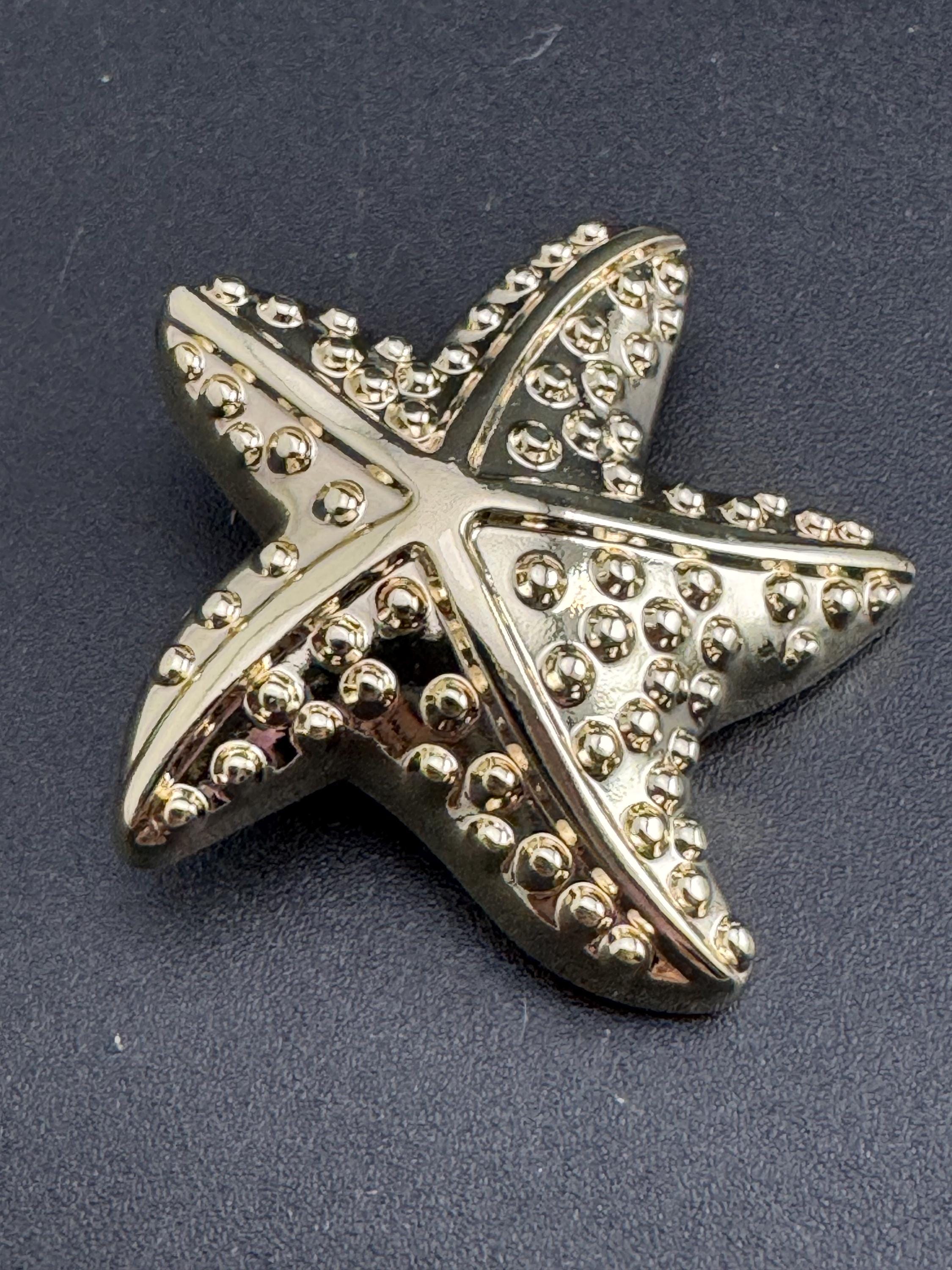 large gold starfish button, 1 piece 38mm nautical range