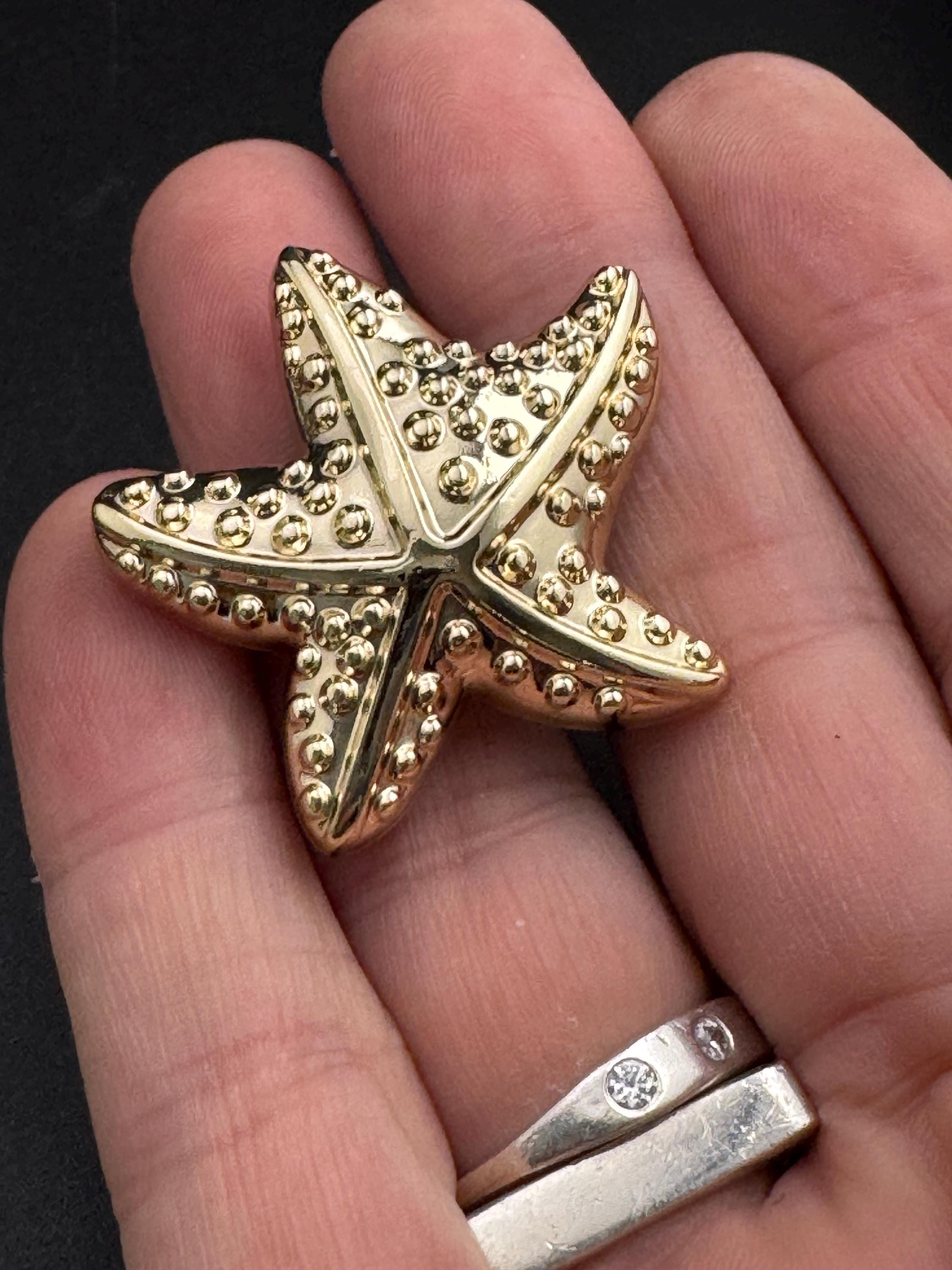 large gold starfish button, 1 piece 38mm nautical range