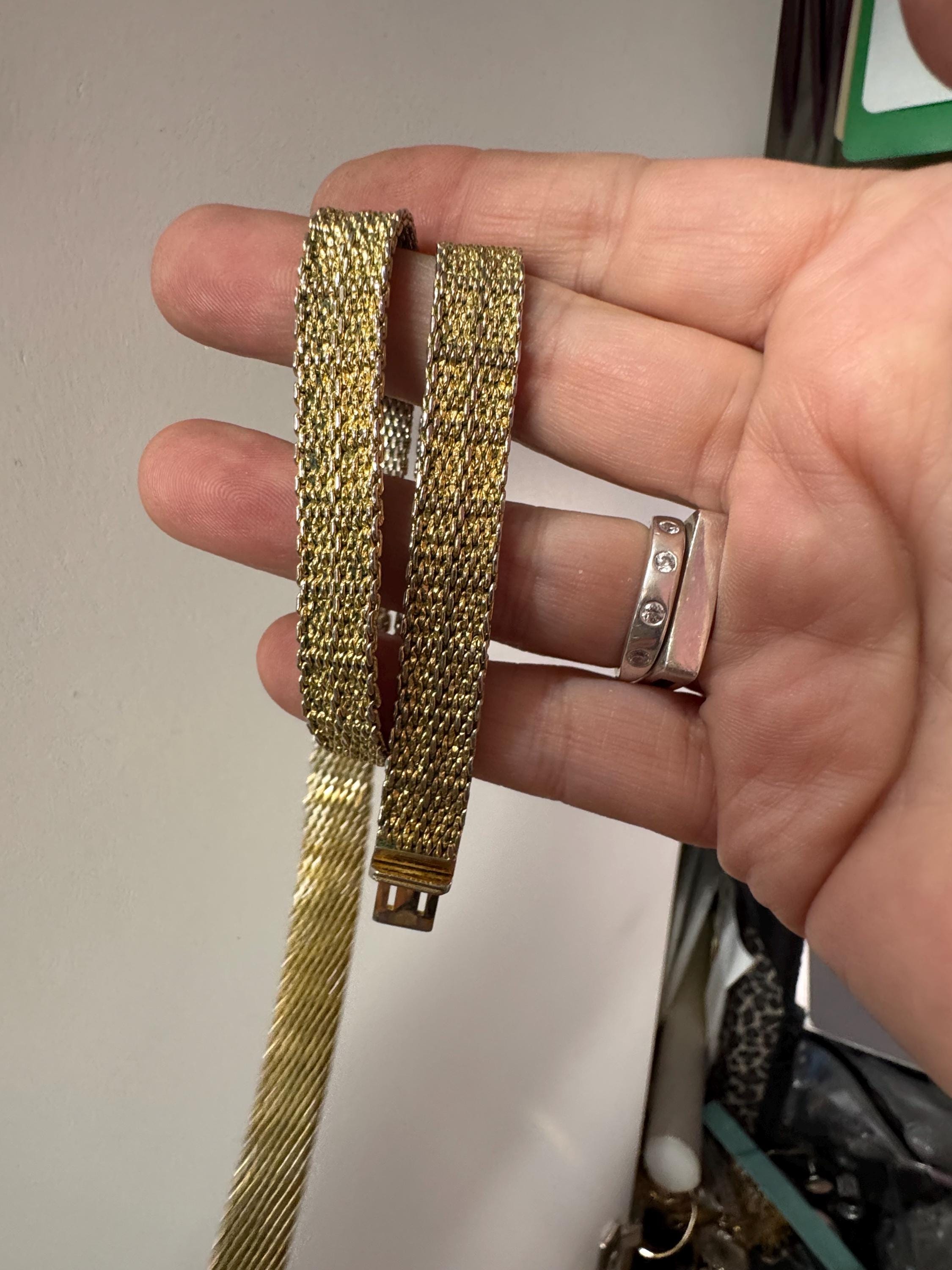 1968 GROSSE gold tone mesh choker,  signed necklace 42cm with wear