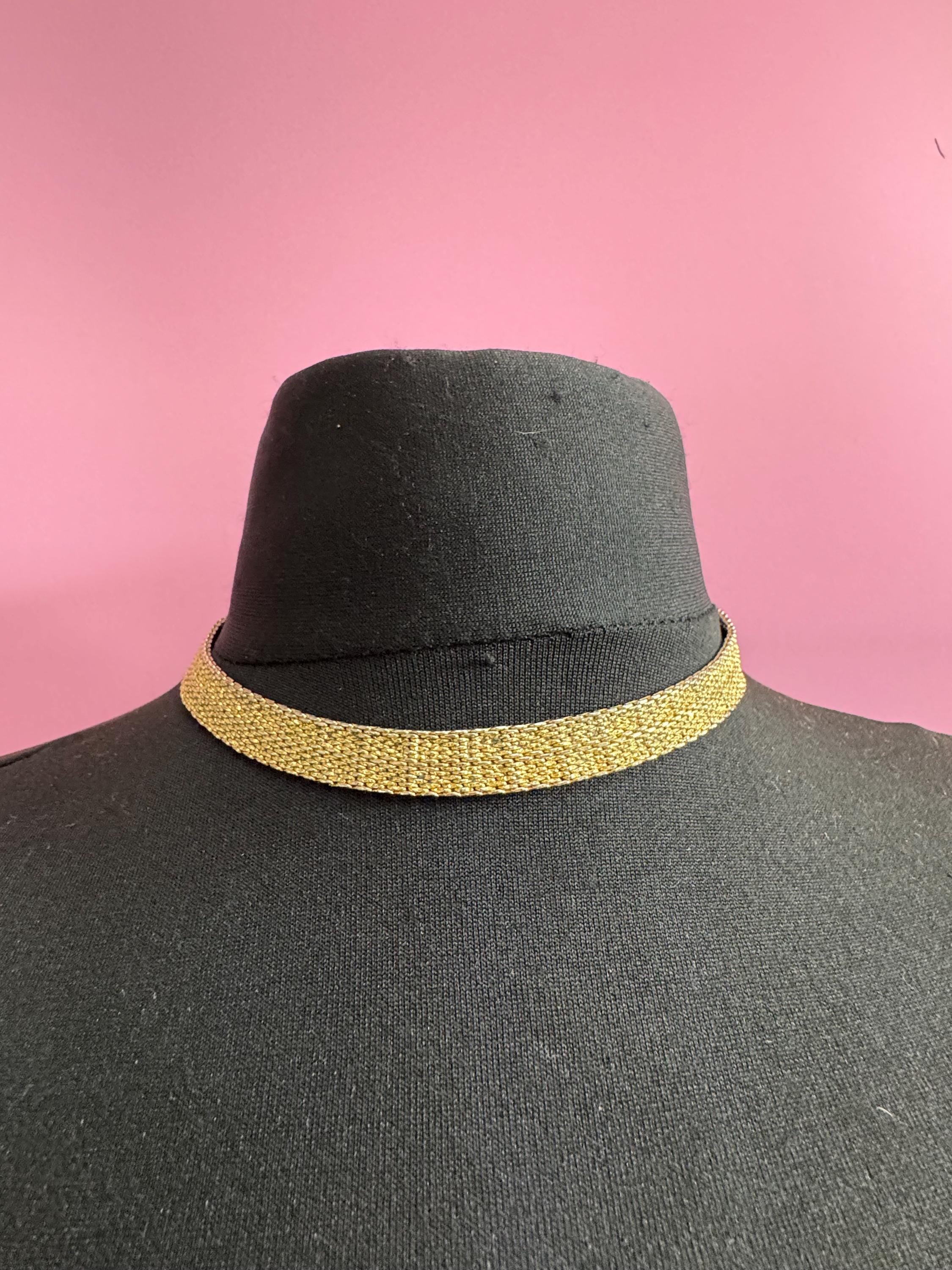 1968 GROSSE gold tone mesh choker,  signed necklace 42cm with wear