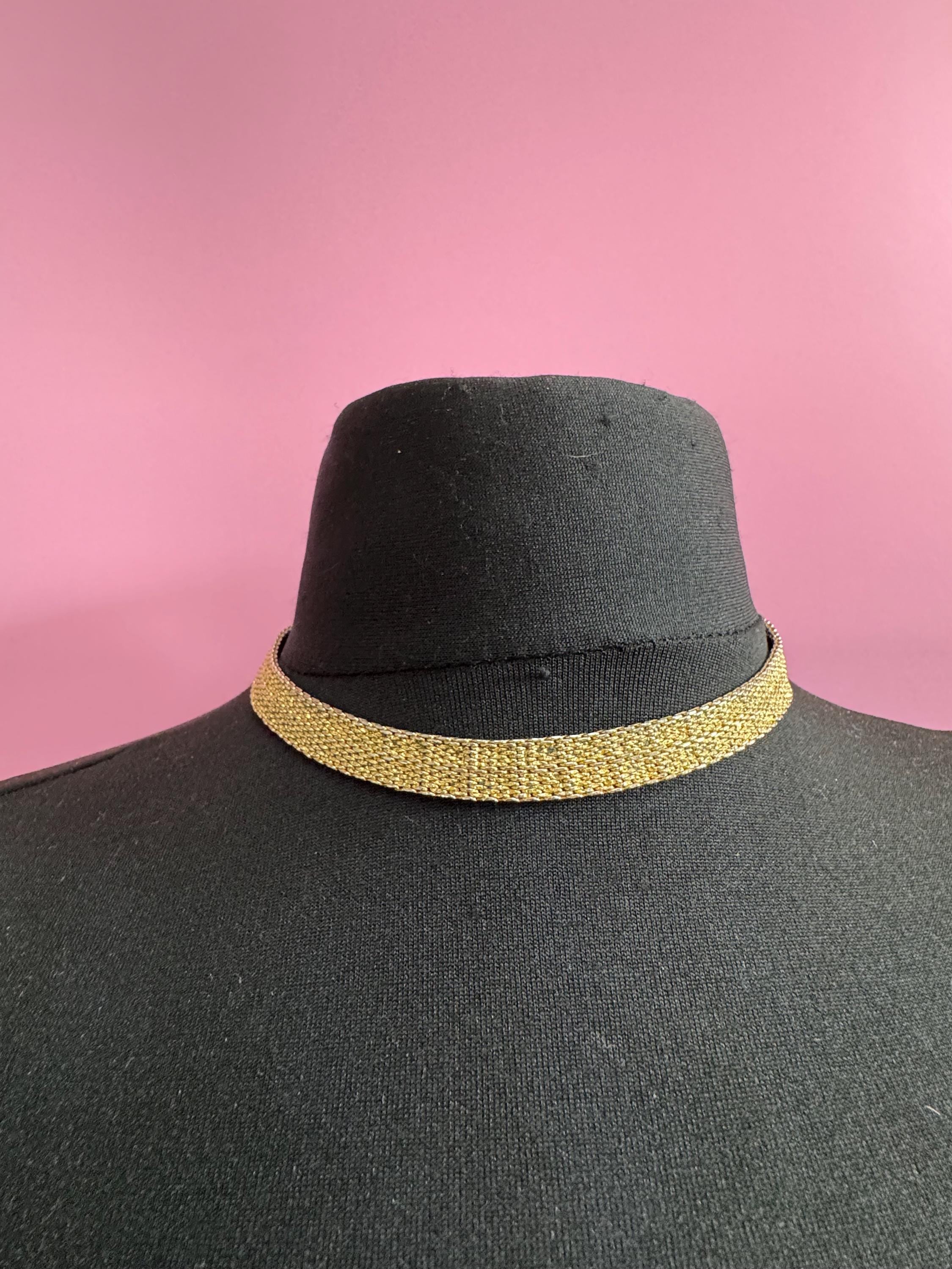 1968 GROSSE gold tone mesh choker,  signed necklace 42cm with wear