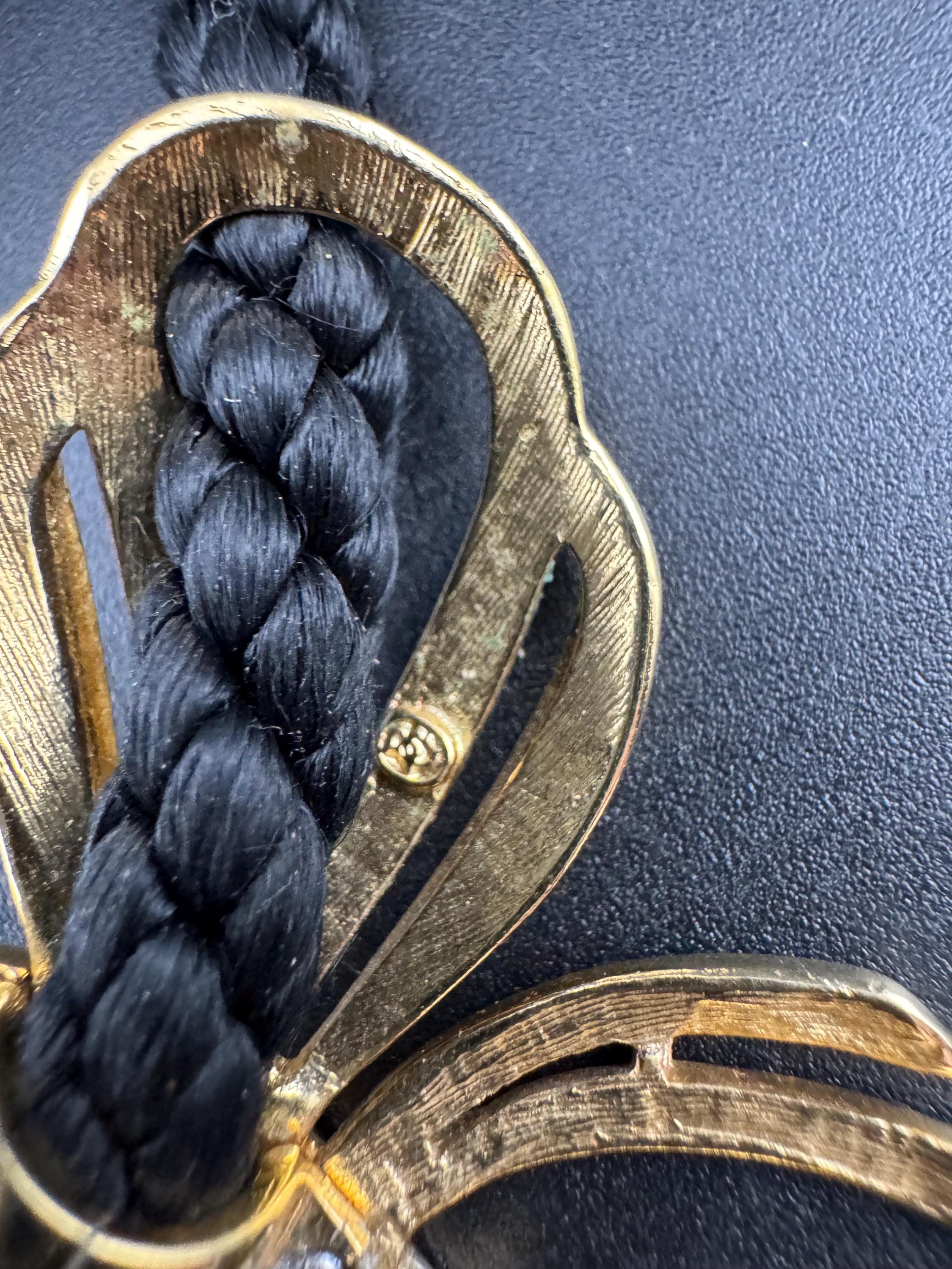 Signed BG black rope diamanté Choker necklace, magnetic clasp  gold tone by Bergdorf Goodman