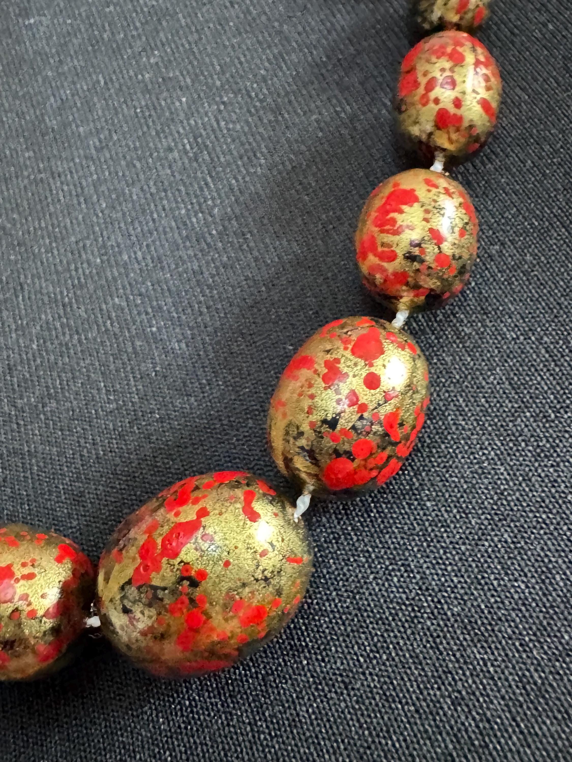 vintage Rochelle black and gold beaded long necklace