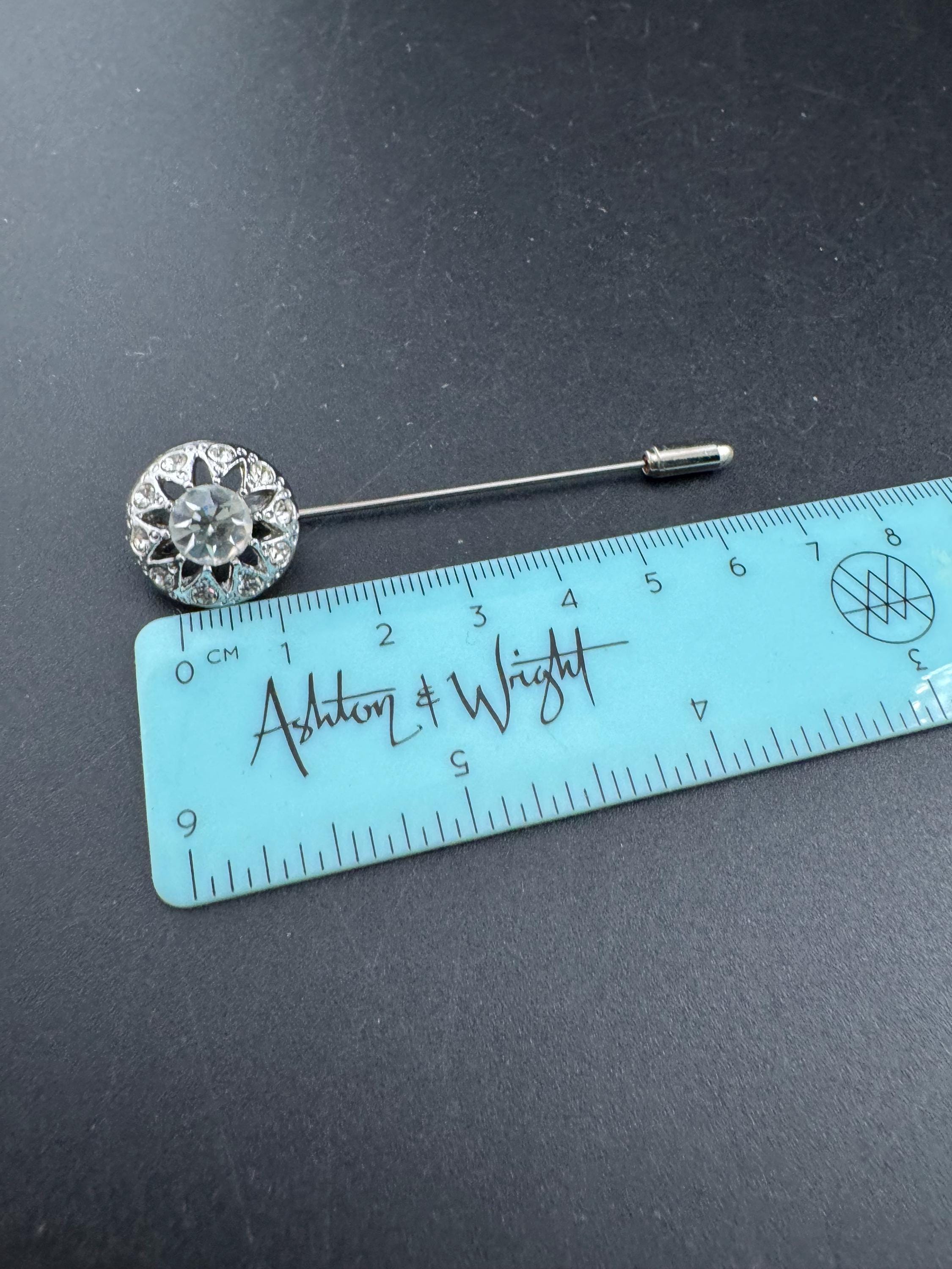 Ladies clear Swarovski crystal stick pin , silver tone