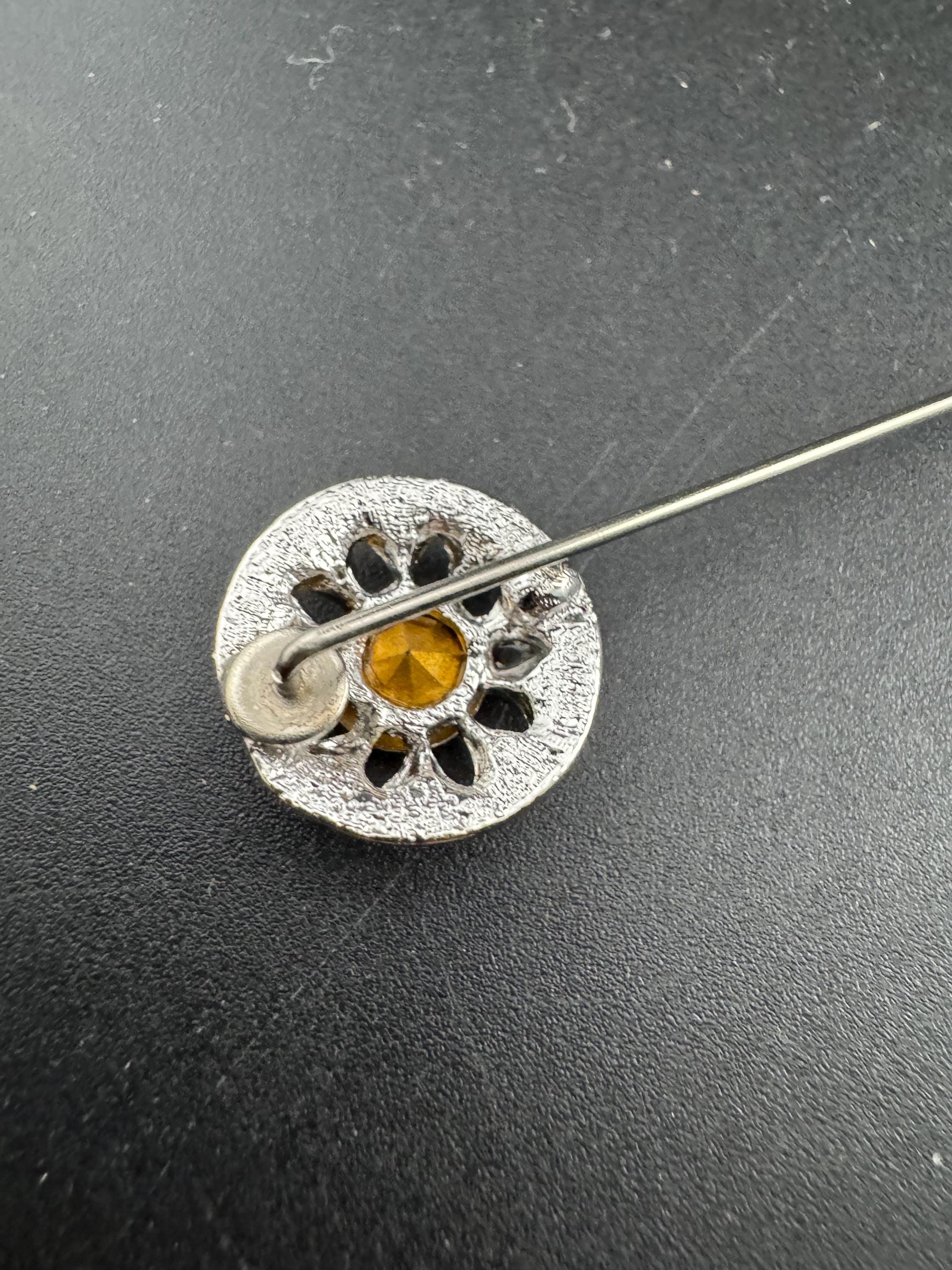 Ladies clear Swarovski crystal stick pin , silver tone