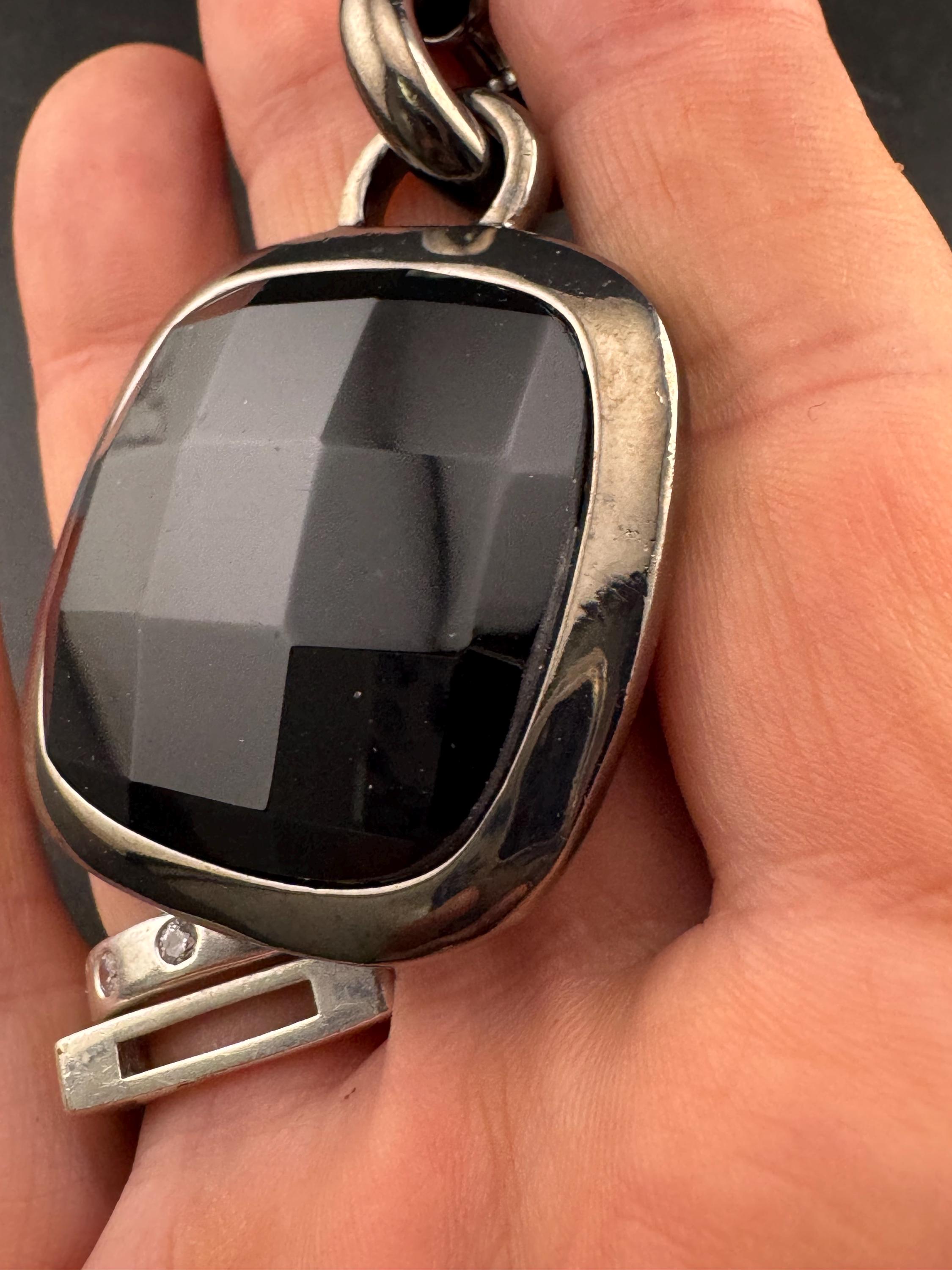 Signed dryberg kern slate grey black large glass pendant, danish designer piece senorita clasp