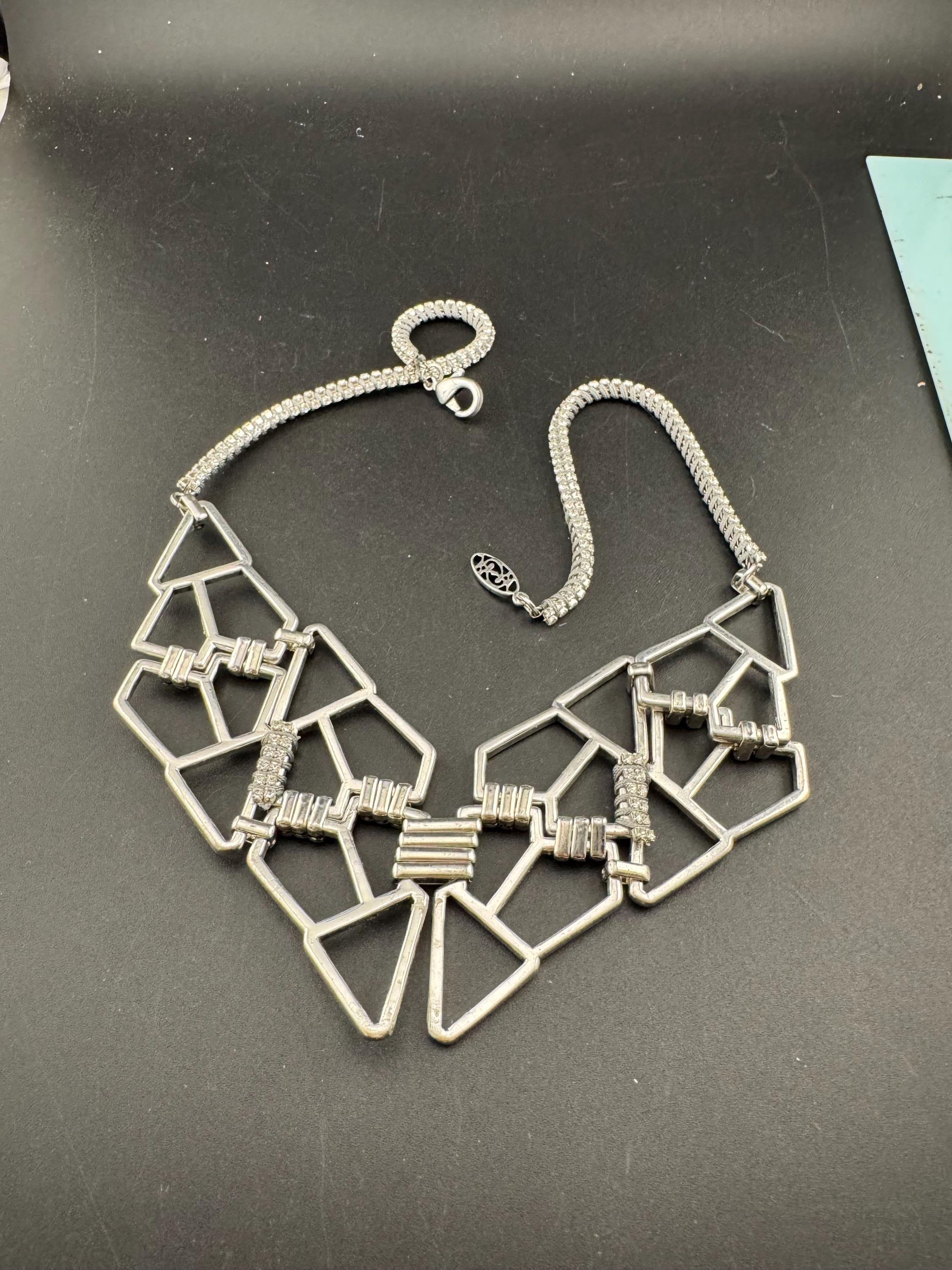 Swarovski Crystal geometric Choker: Retro statement Necklace