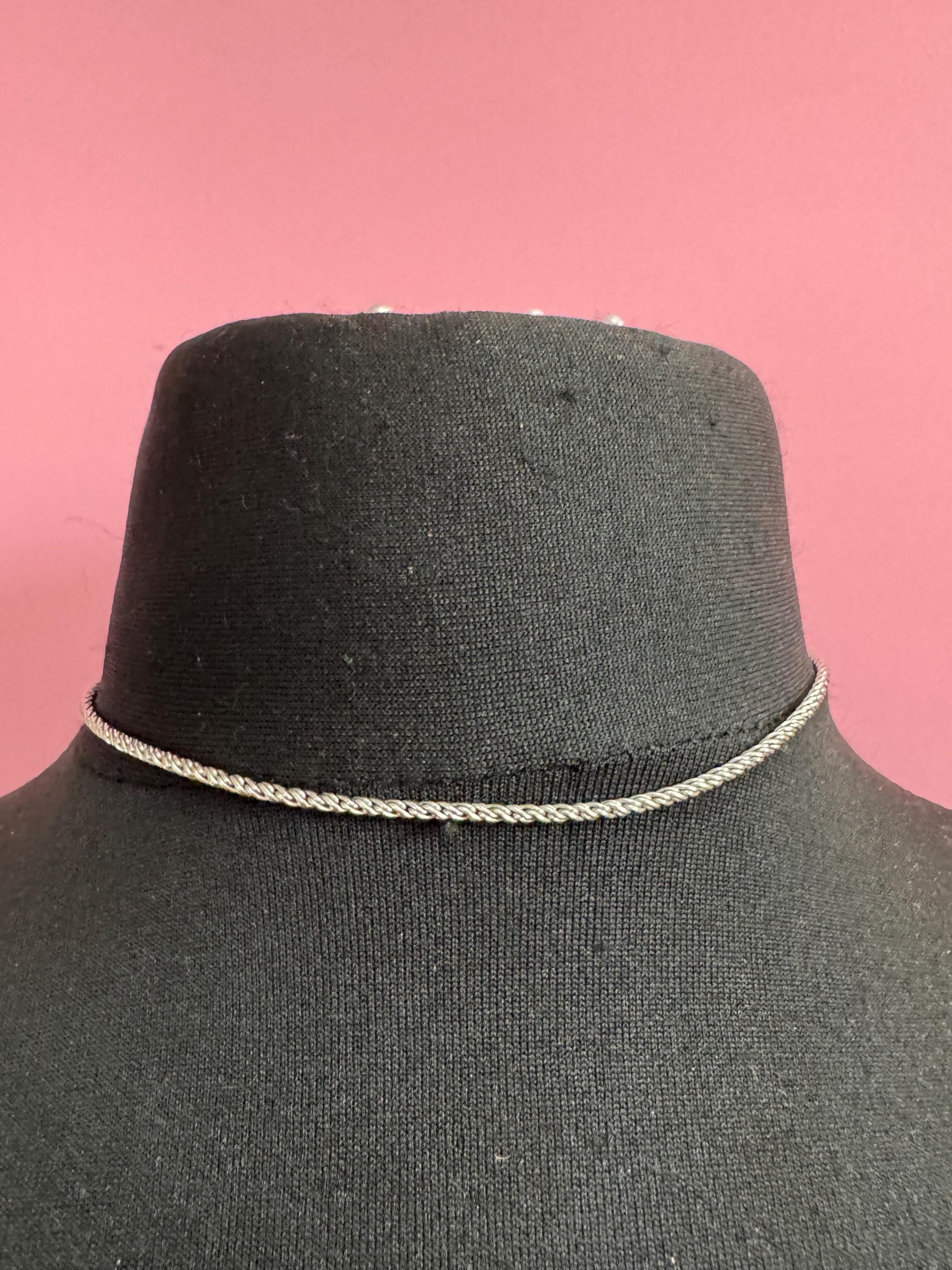 Signed Swarovski silver plated short 41cm rope chain necklace, swan