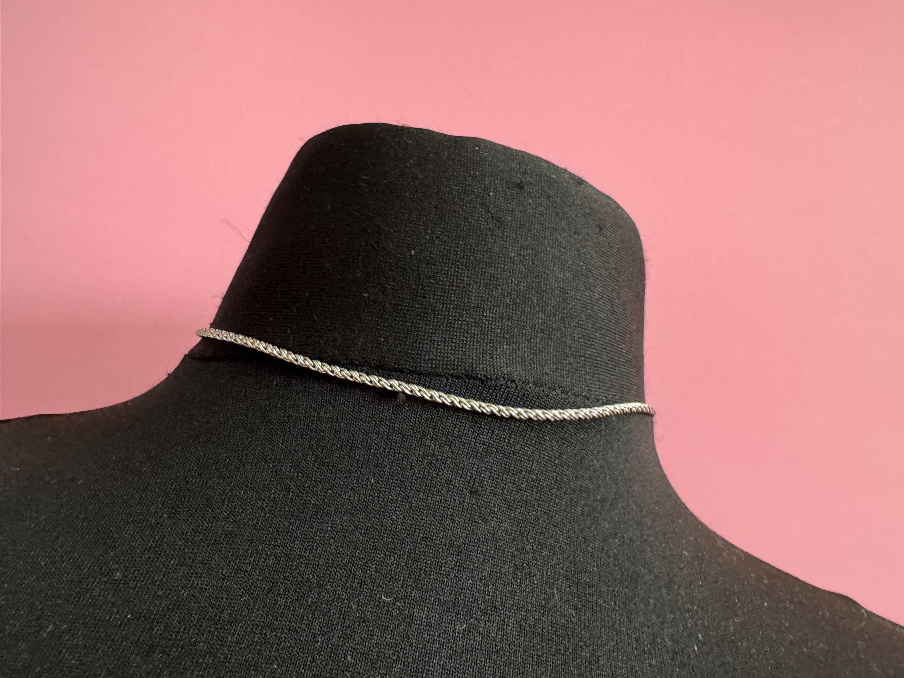 Signed Swarovski silver plated short 41cm rope chain necklace, swan