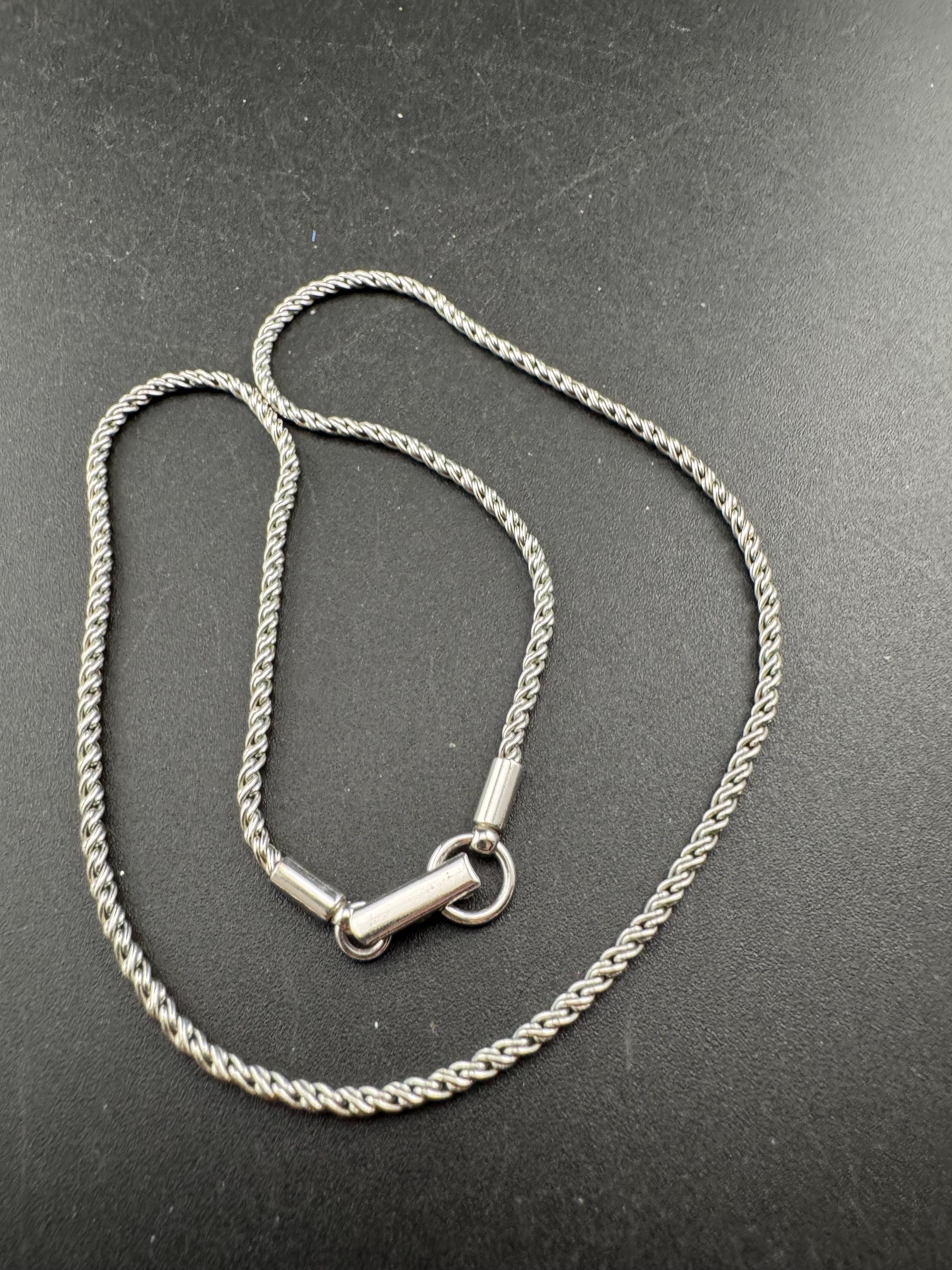 Signed Swarovski silver plated short 41cm rope chain necklace, swan