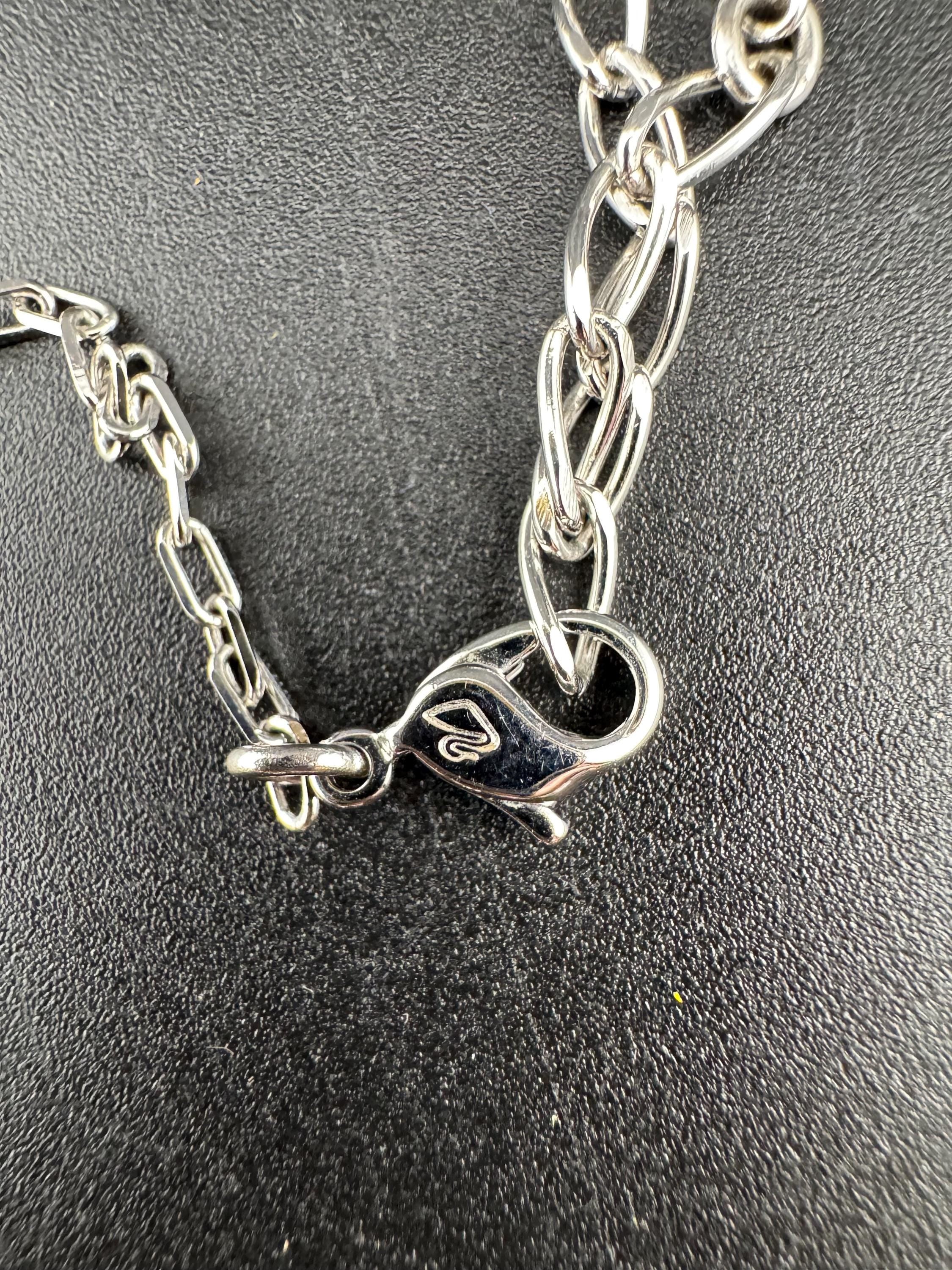 Signed swan Swarovski long rhodium plated crystal cube lariat drop necklace