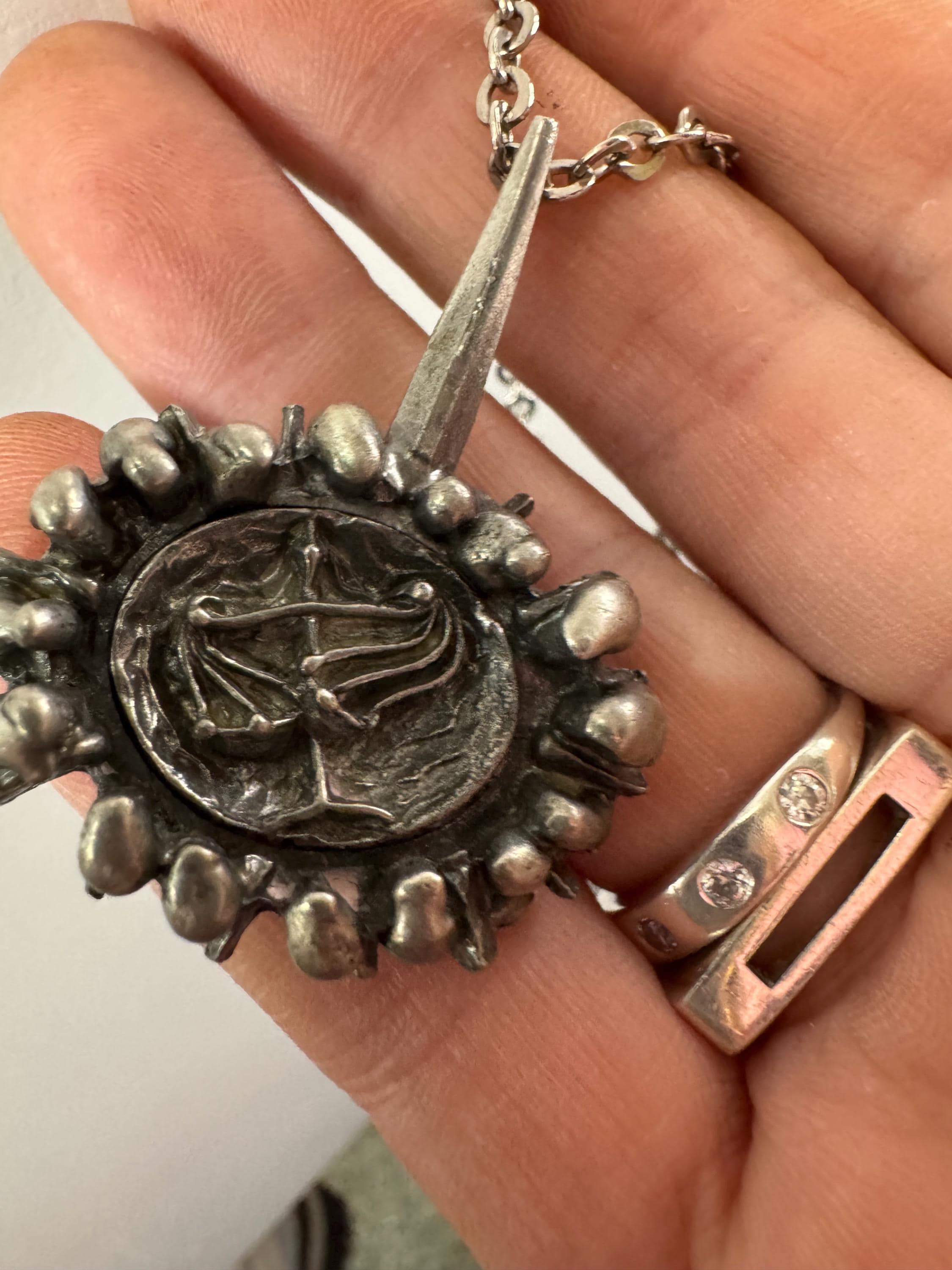 Lysgards danish brutalist medallion  pendant on a 60cm chain