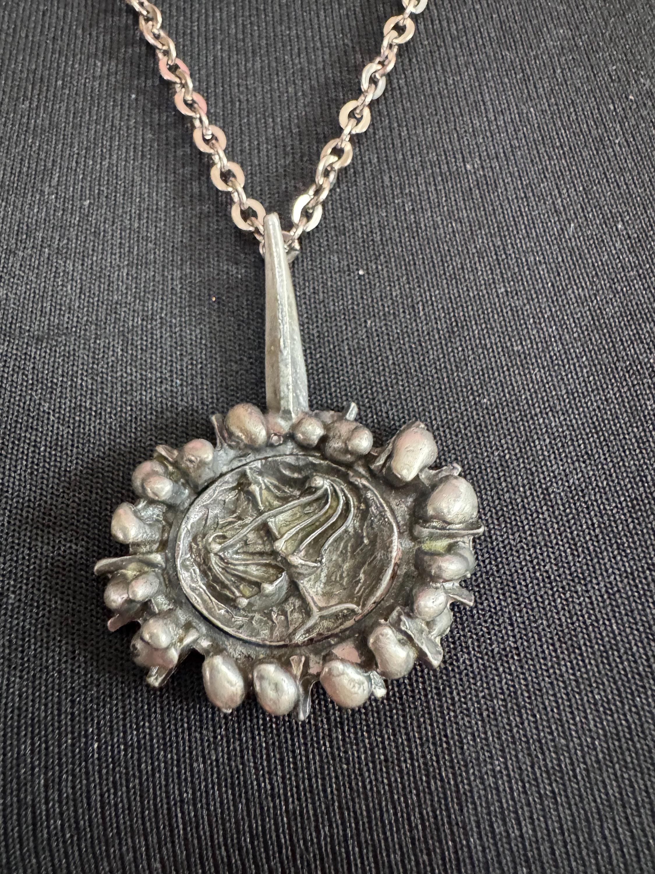 Lysgards danish brutalist medallion  pendant on a 60cm chain