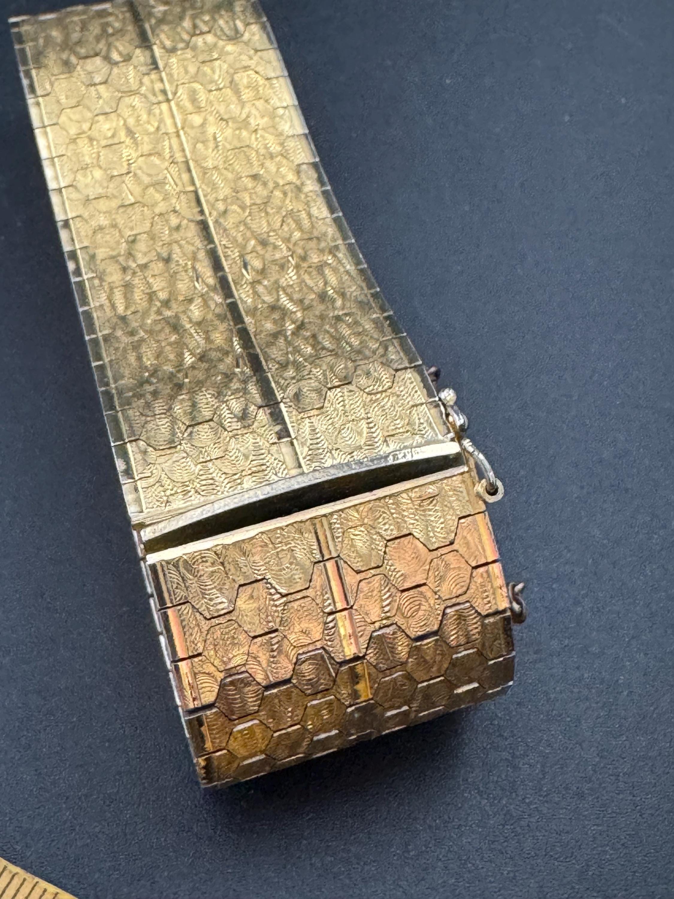 1970s articulated 0750 18k gold plated wide bracelet