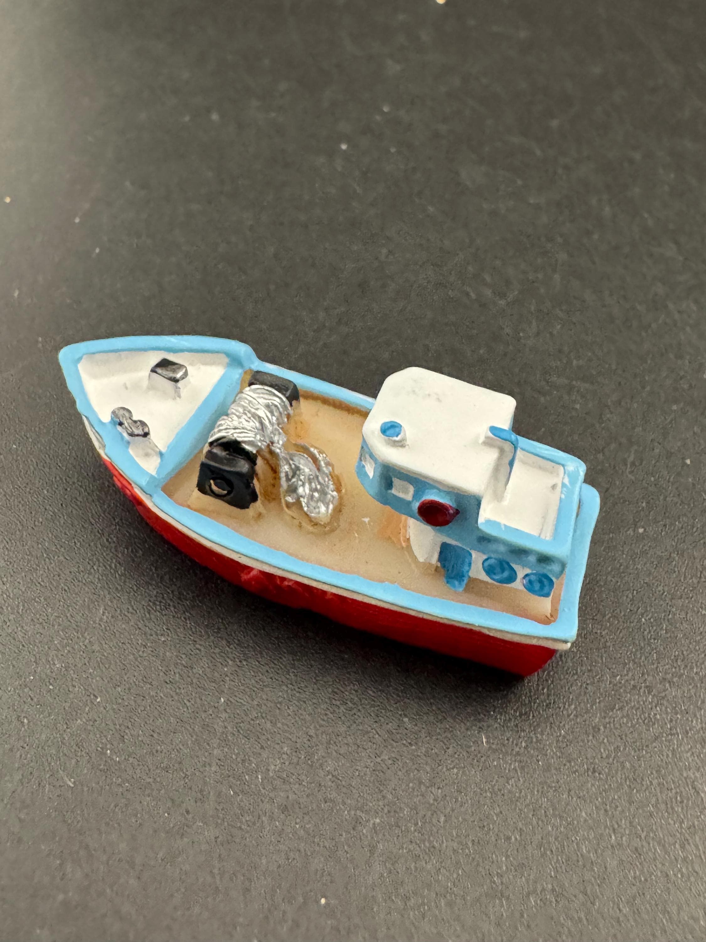 miniature sea fishing boat cake topper decoration, craft scenery 5cm