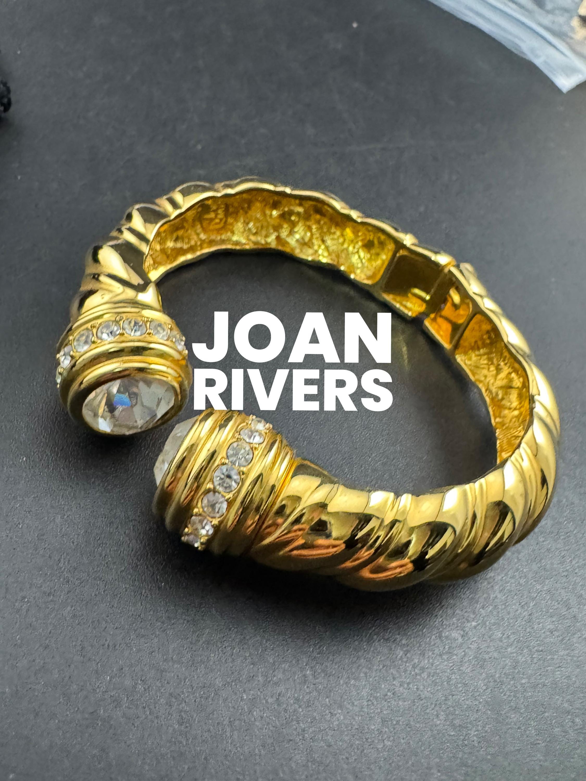 Joan rivers crystal torque clamper bangle, Etruscan style gold tone