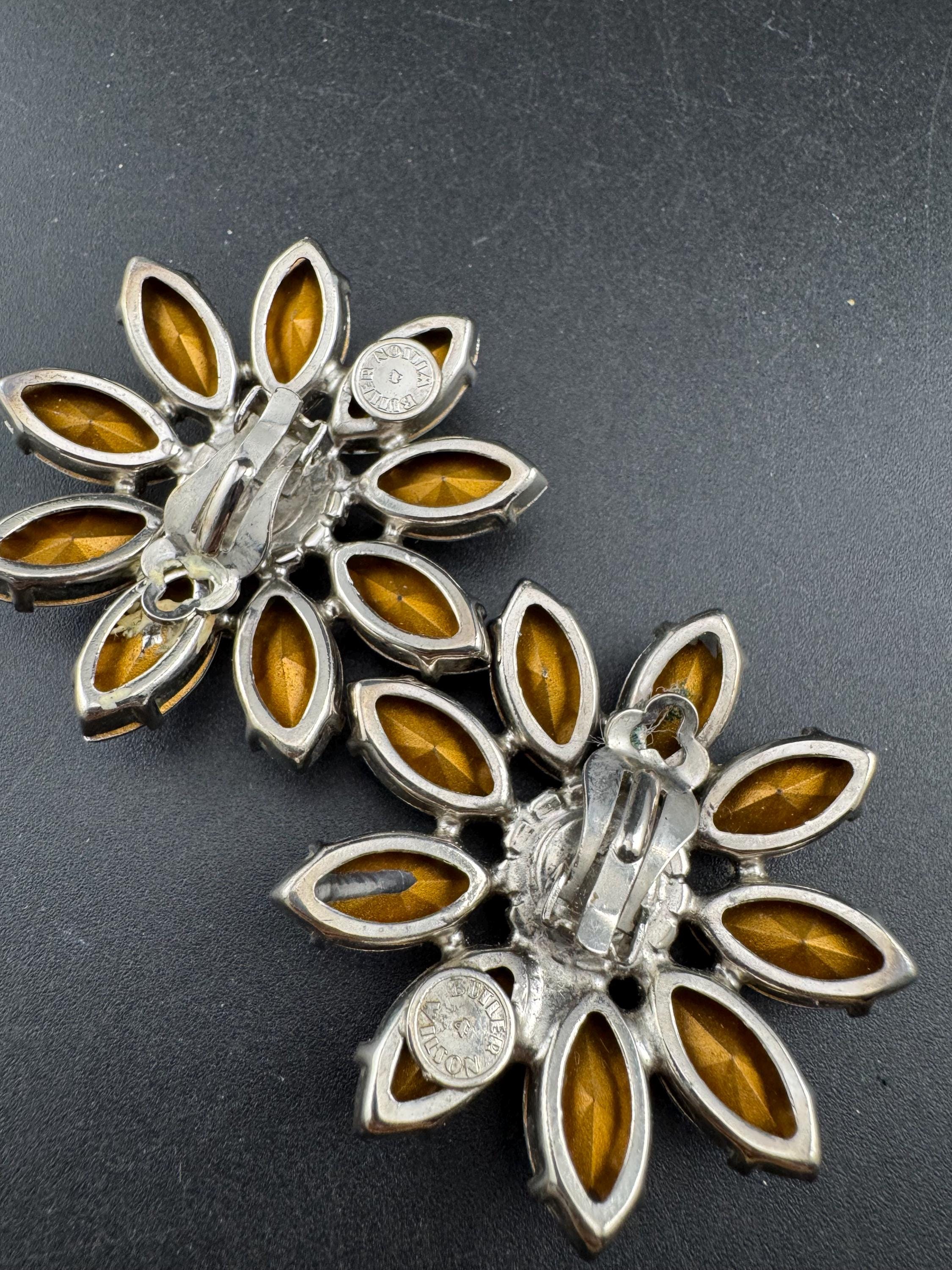 Signed Butler and Wilson oversized Crystal clip on earrings, 5cm silver plated