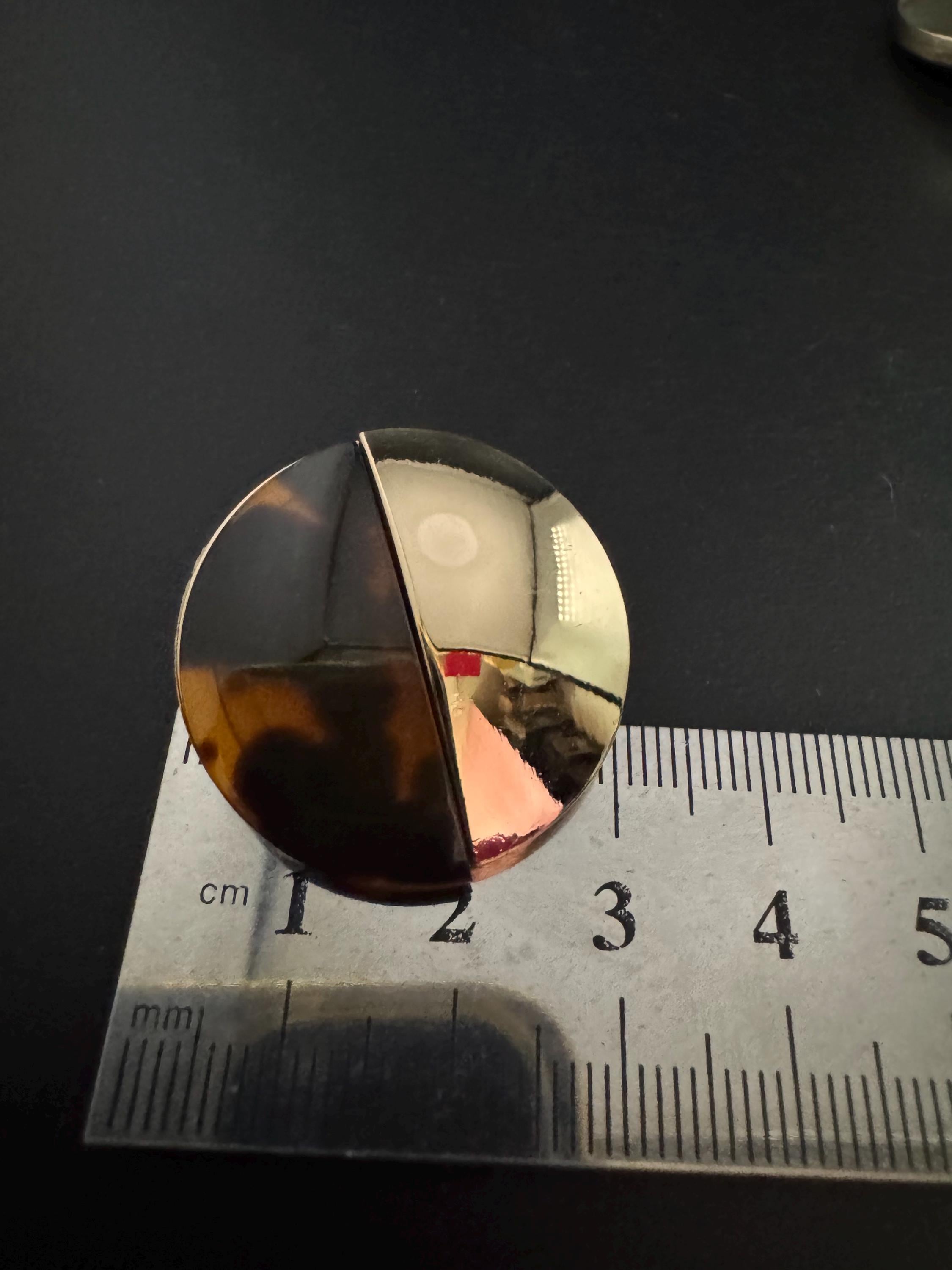 30mm Tortoiseshell Buttons, Gold & Brown Acrylic metal 5 pieces