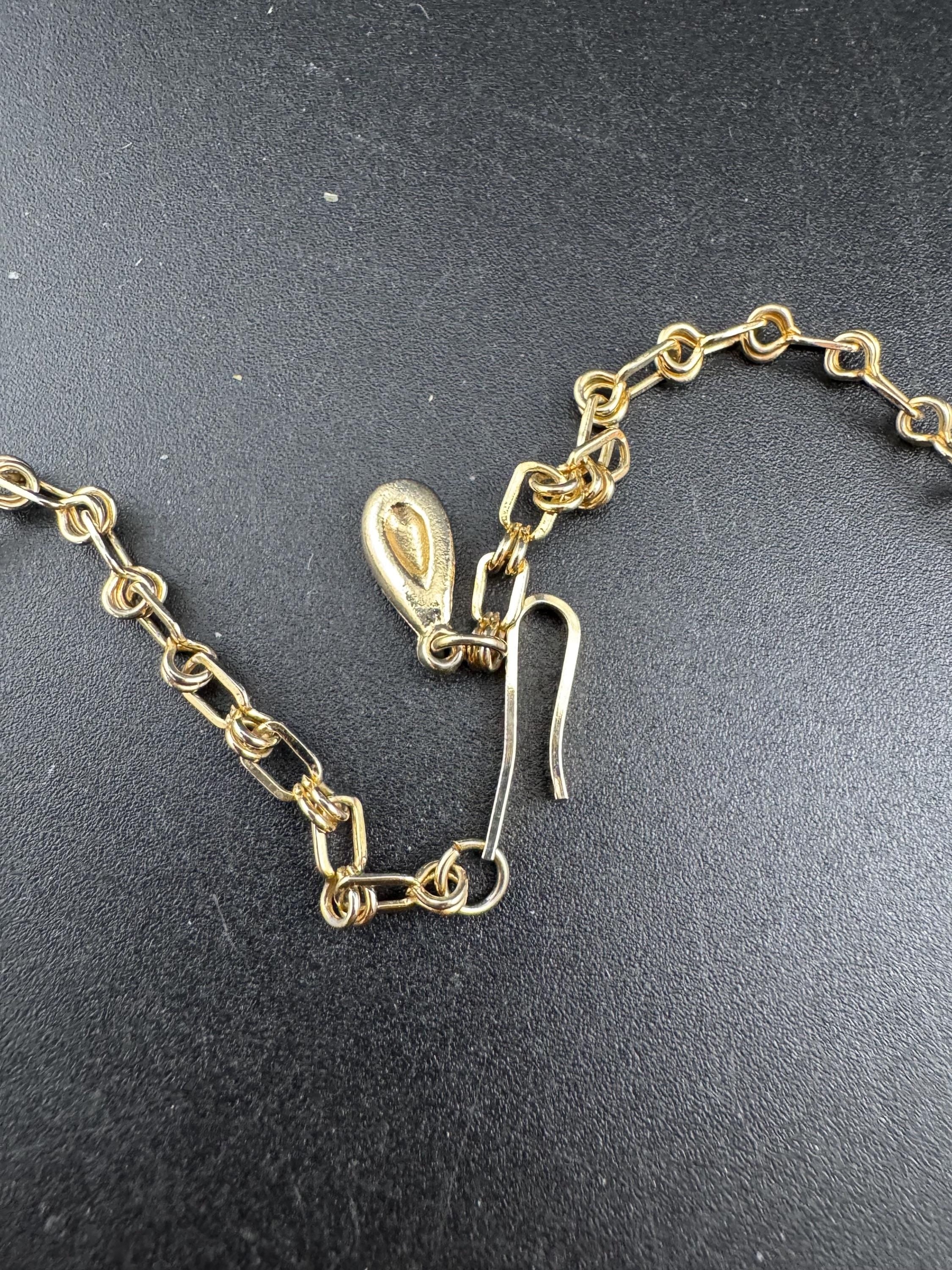 Vintage pink gemstone set panel link choker necklace, gold tone