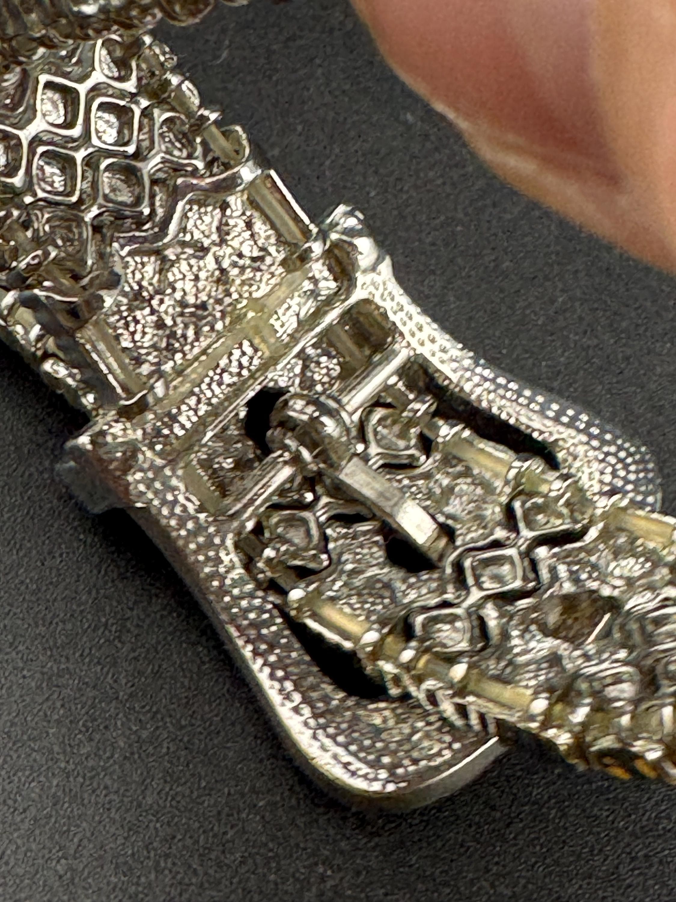 Vintage clear diamanté belt buckle bracelet,  adjustable 1980s 1990s