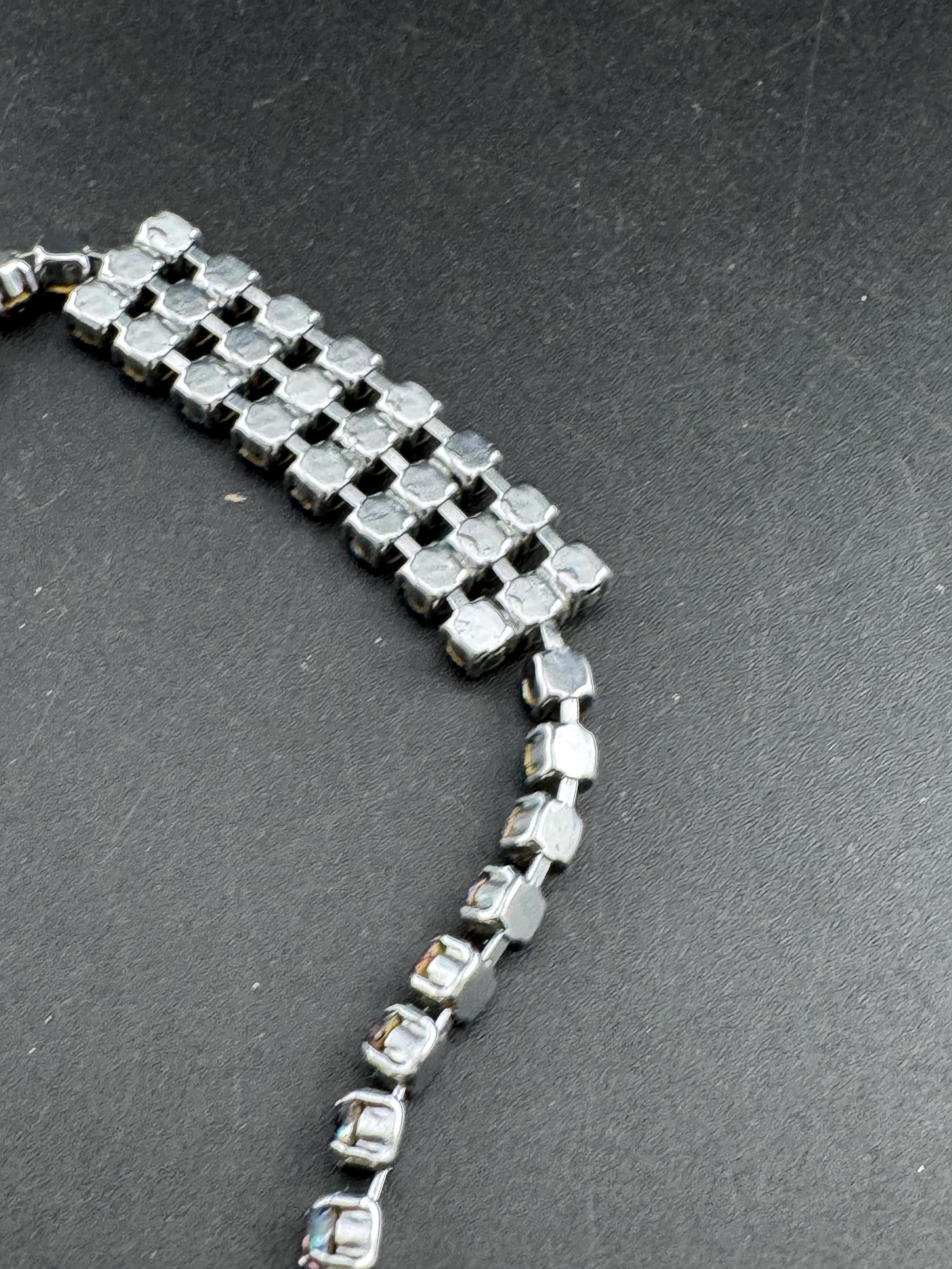 Vintage iris glass slim diamanté cocktail bracelet, 3 row