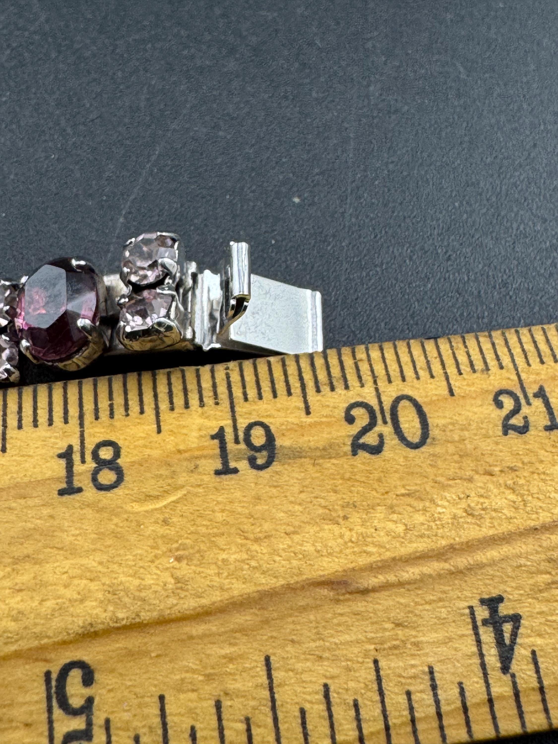 Vintage faux amethyst and clear rhinestone cocktail bracelet 19cm