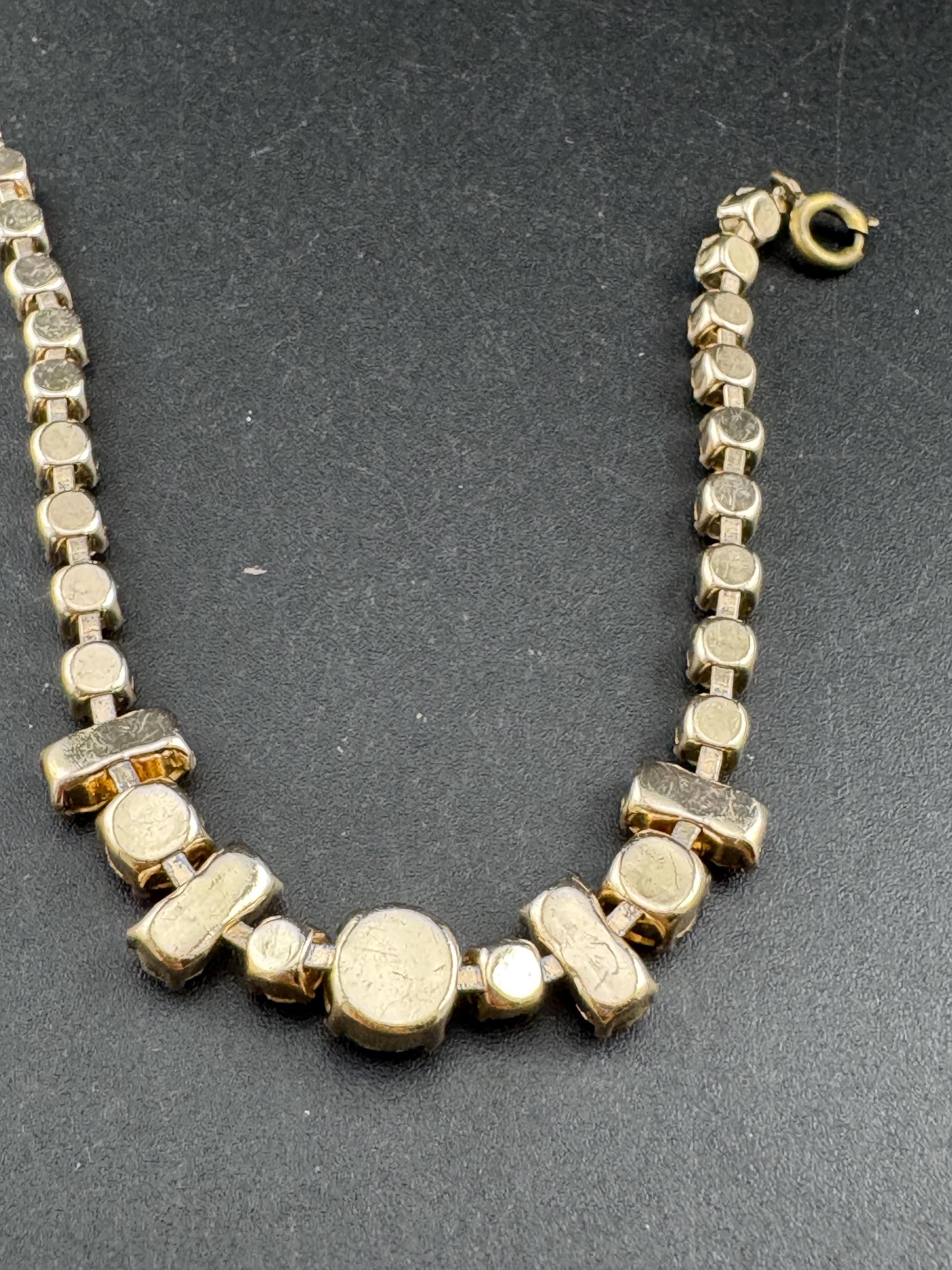 Vintage emerald green glass diamanté rhinestone cocktail bracelet, gold tone