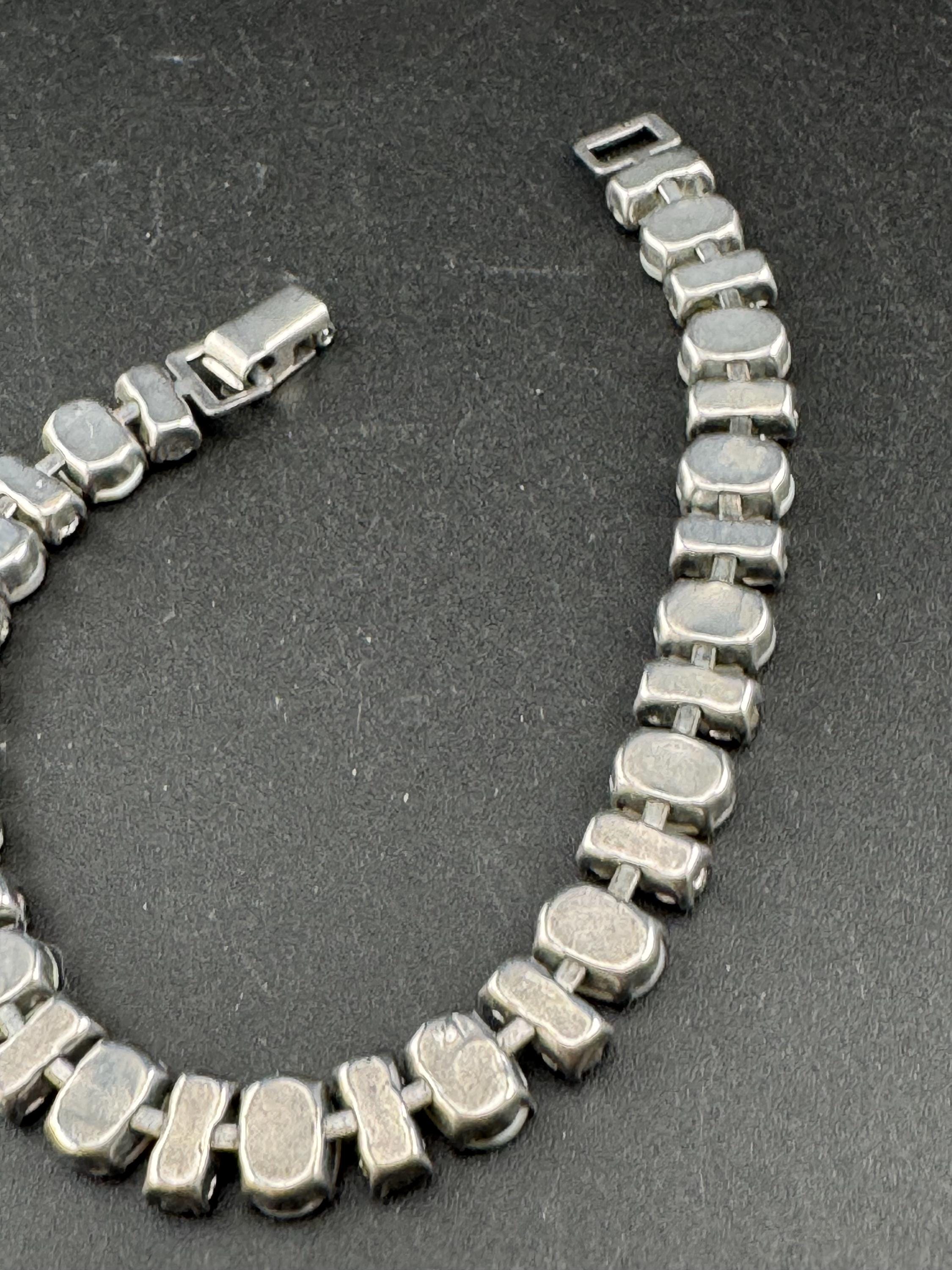 MOP Mother of pearl silver tone chrome panel link diamanté bracelet