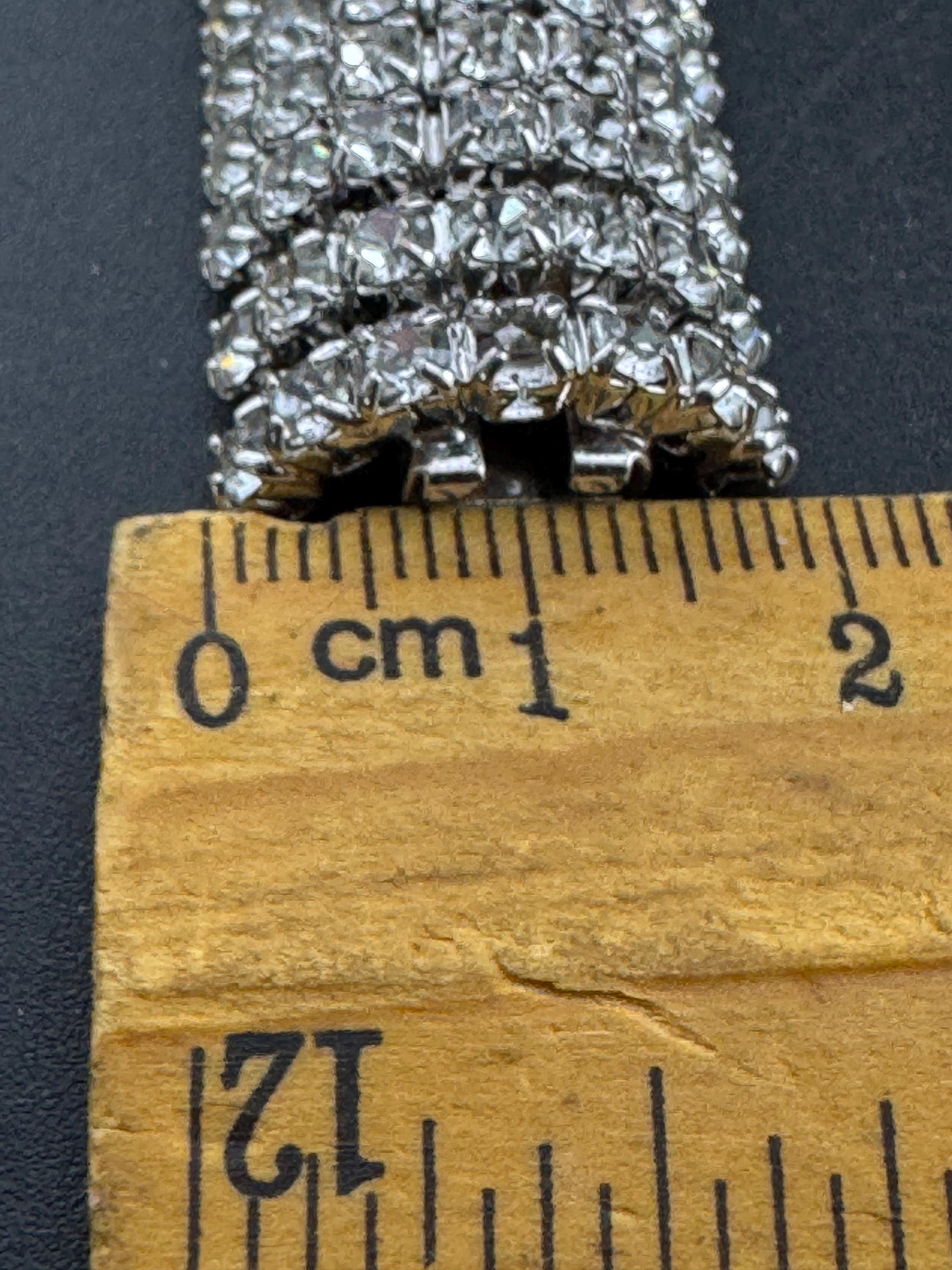 Vintage wide 8 row silver clear diamanté crystal cocktail tennis bracelet