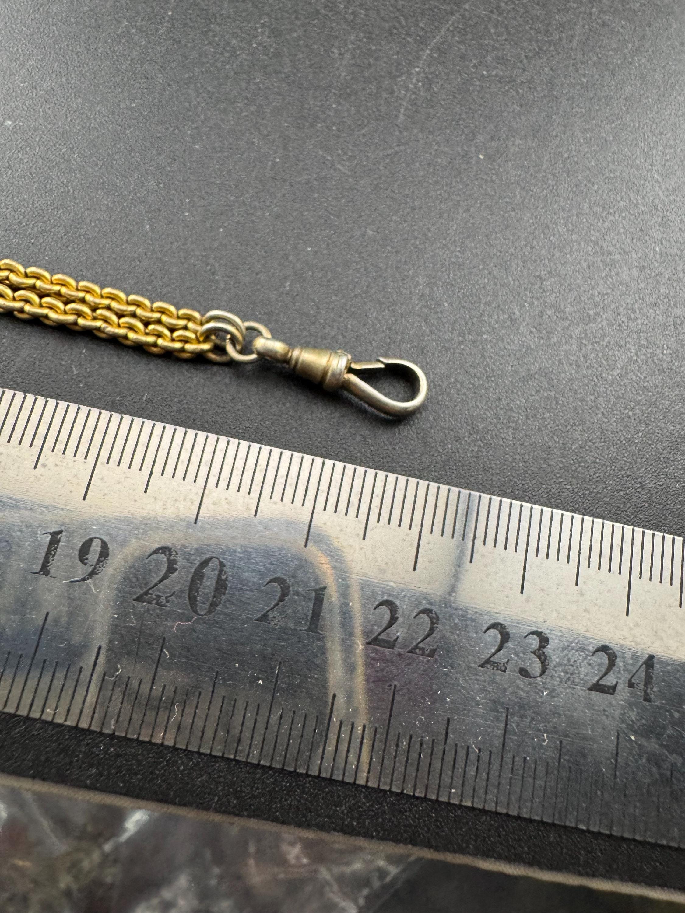 antique Victorian Albertina watch chain, gilt metal with tassel guard chain 21.5cm