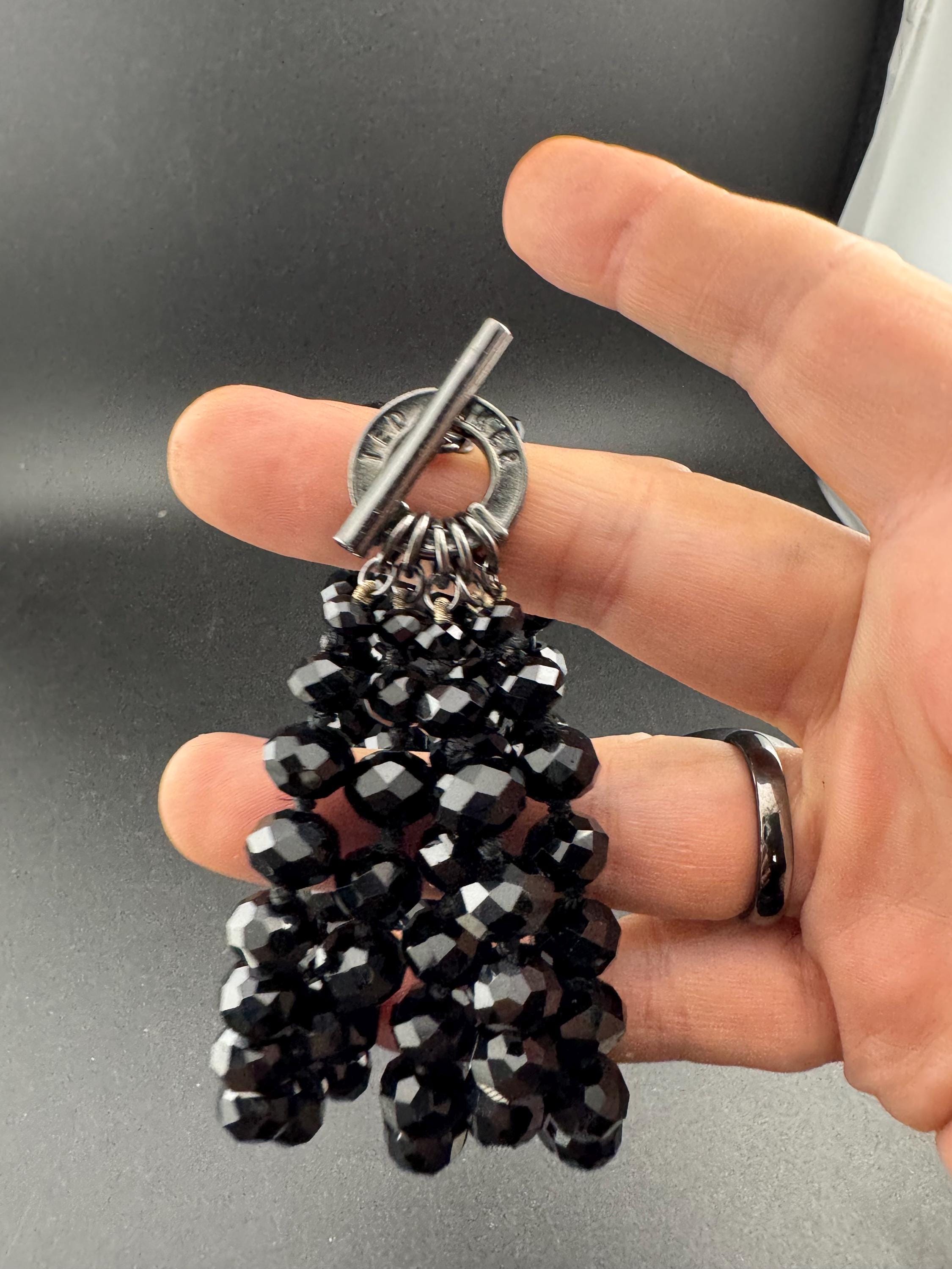 Ted baker 8mm black glass faceted beaded 5 row bracelet