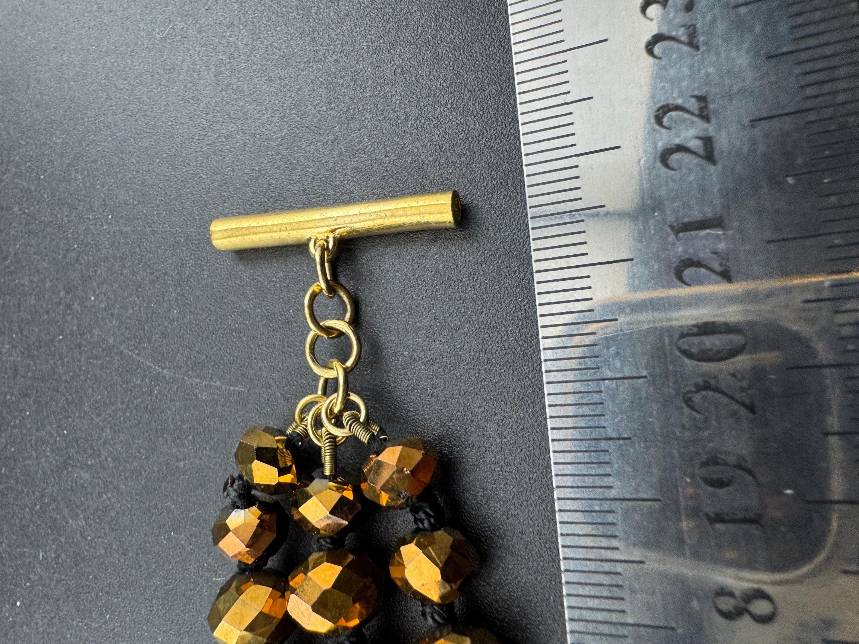 Ted baker 14mm chunky brown glass faceted beaded 3 row bracelet