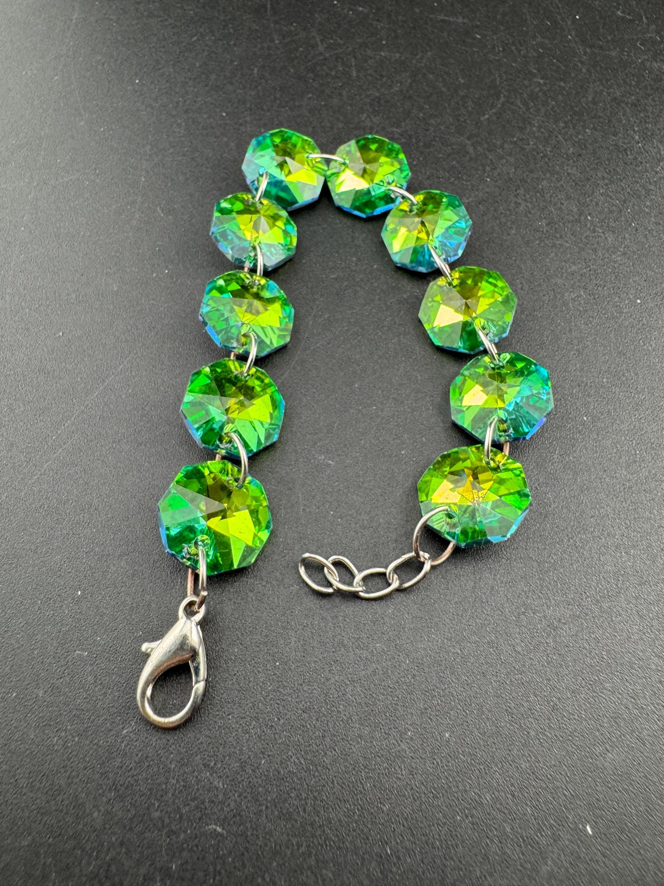 Retro Bright lime green Rivoli Crystal diamanté tennis bracelet