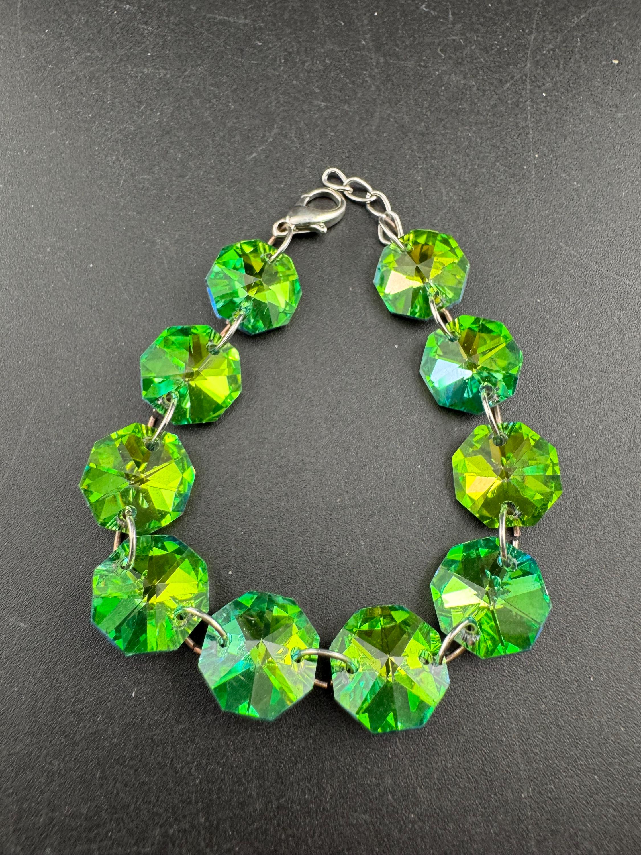 Retro Bright lime green Rivoli Crystal diamanté tennis bracelet