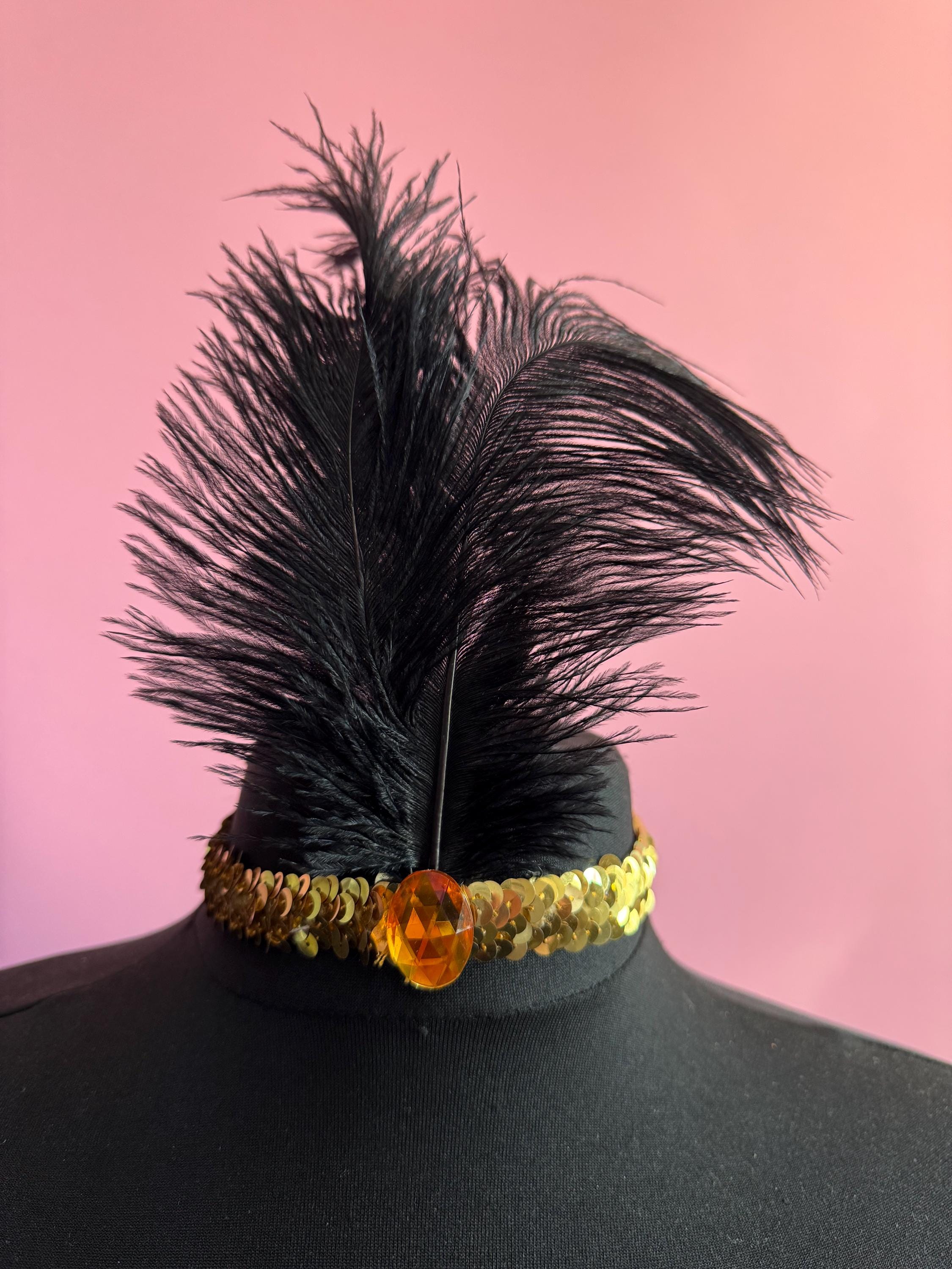 art deco style black feather sequin headpiece , great gatsby party