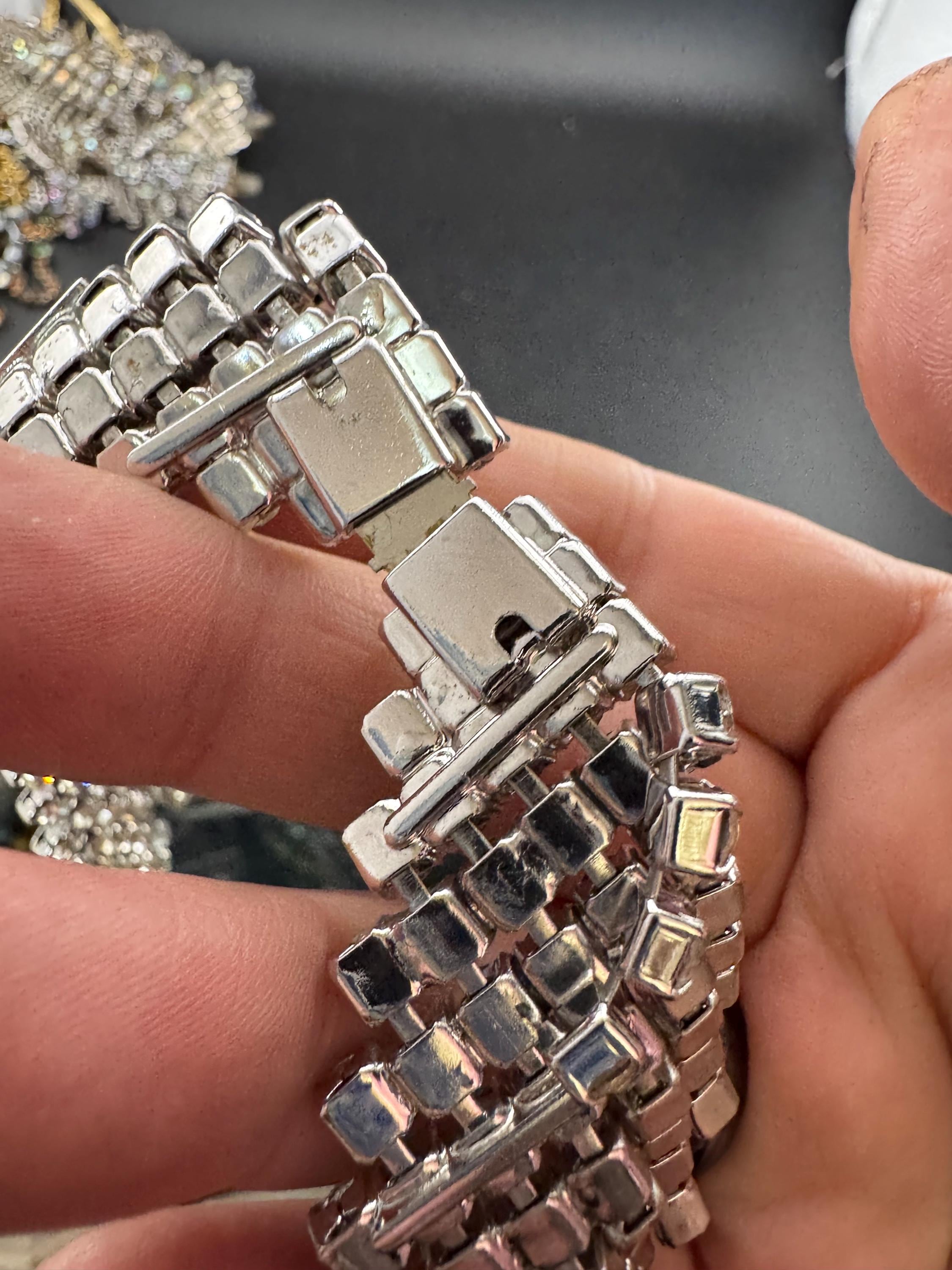 Rhinestone Fringed Bib Choker Necklace, Party Wear (48cm)