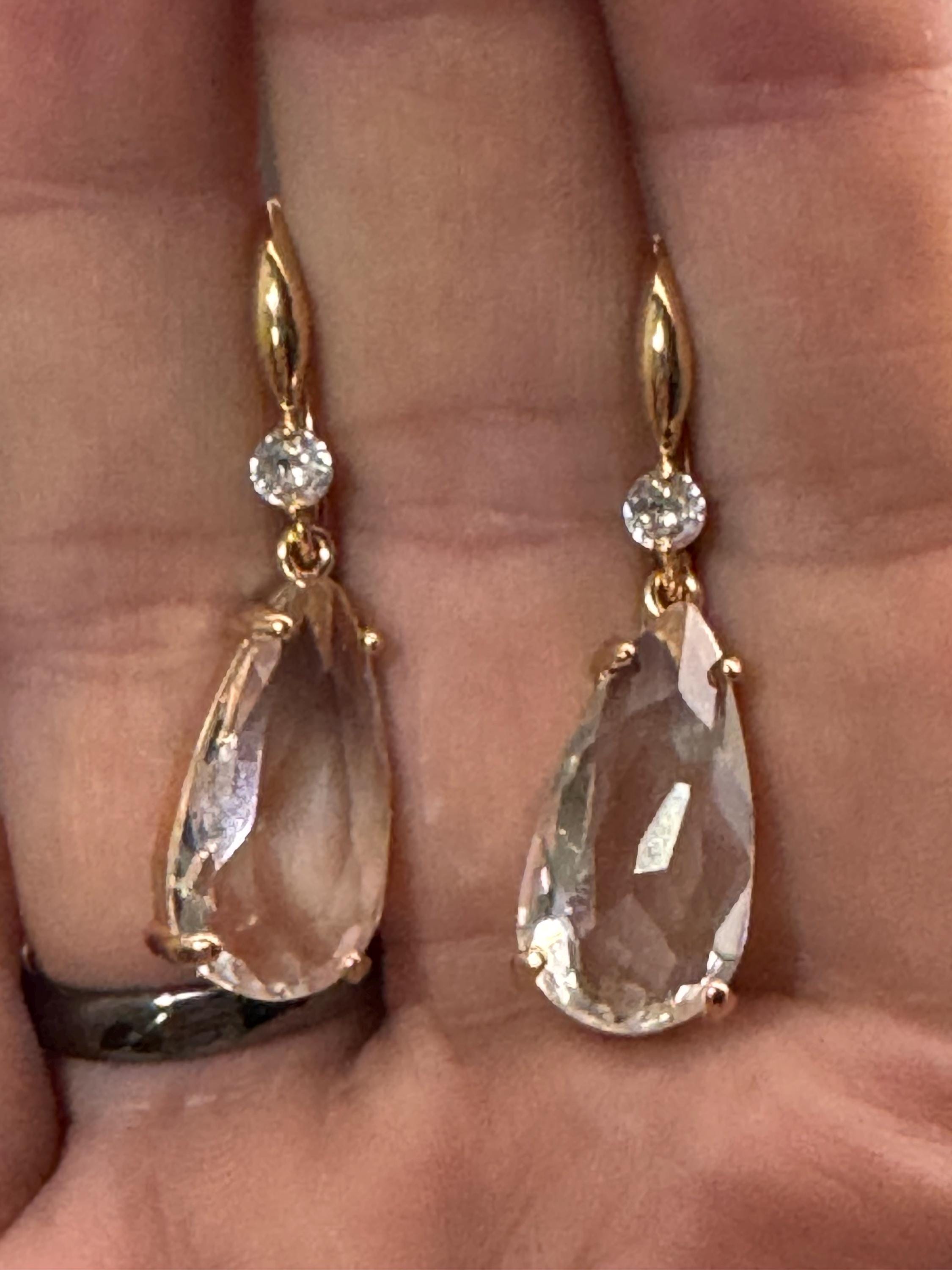 crystal clear diamanté teardrop earrings, 18k gold plated