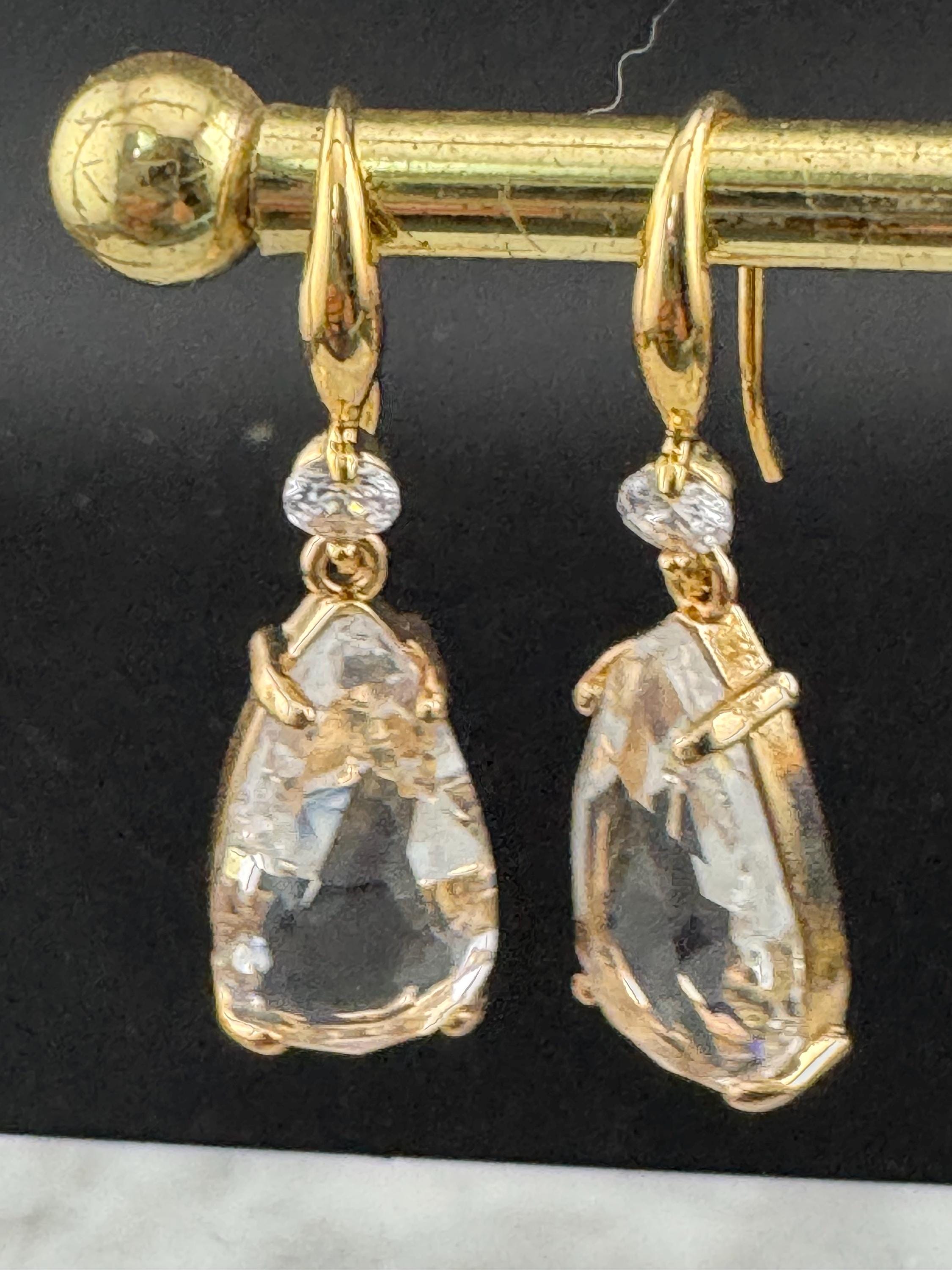 crystal clear diamanté teardrop earrings, 18k gold plated